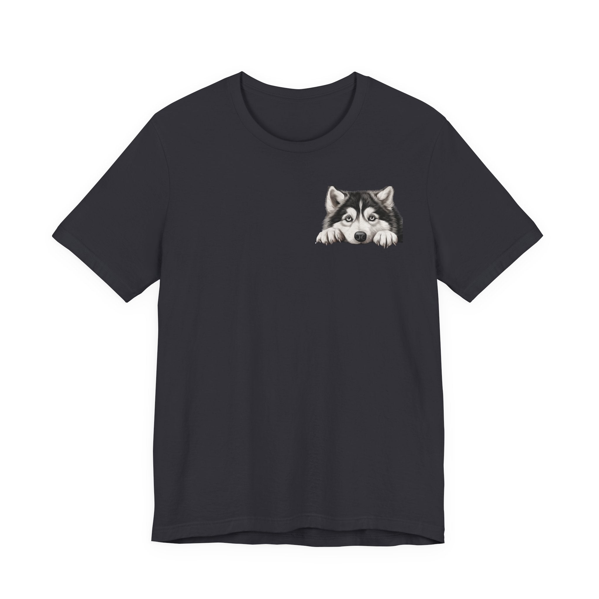 Husky Peekaboo Pocket Tee — Cute Siberian Husky Dog T-Shirt
