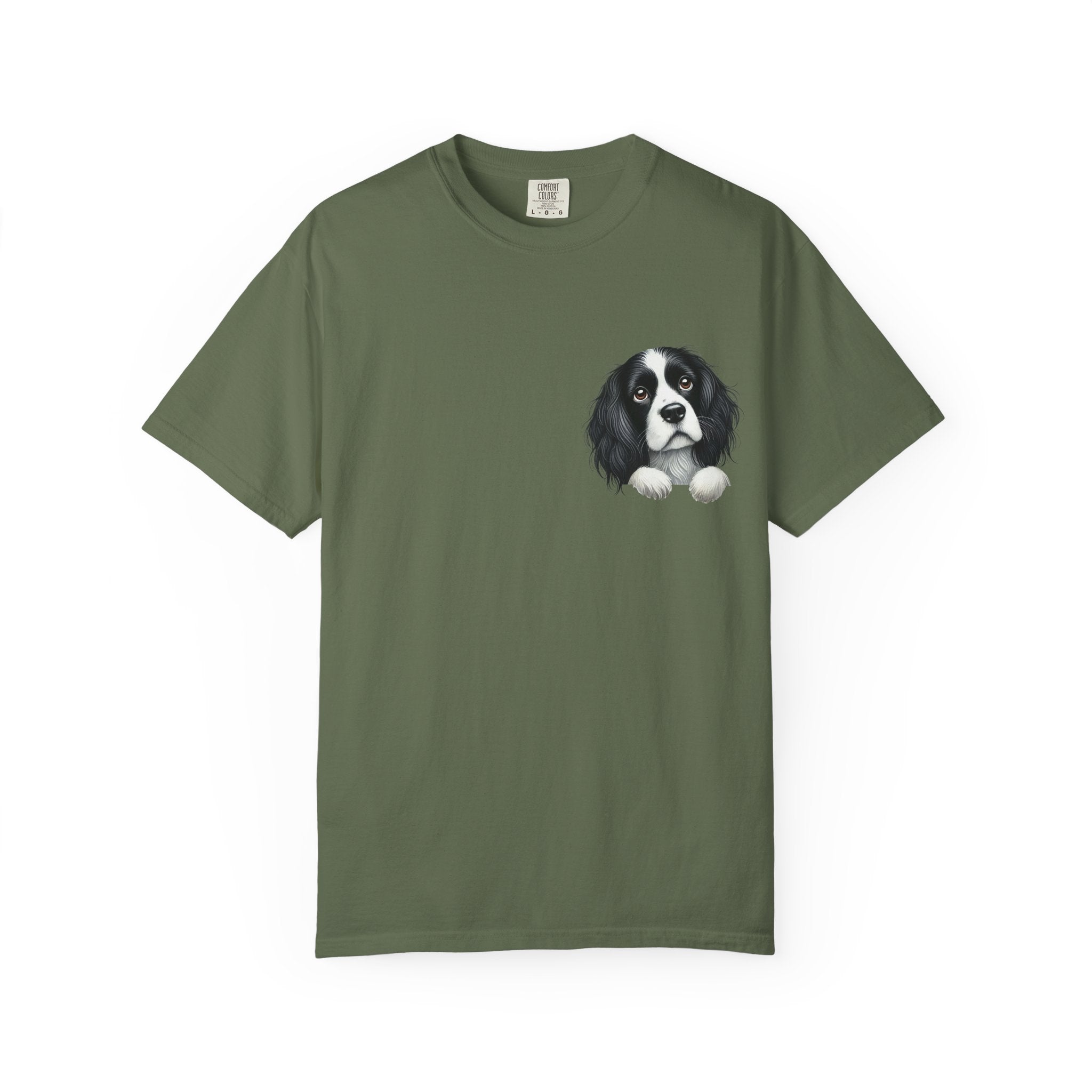 Peek-a-Border Spaniel T-Shirt — Cute Dog Face Tee for Dog Lovers