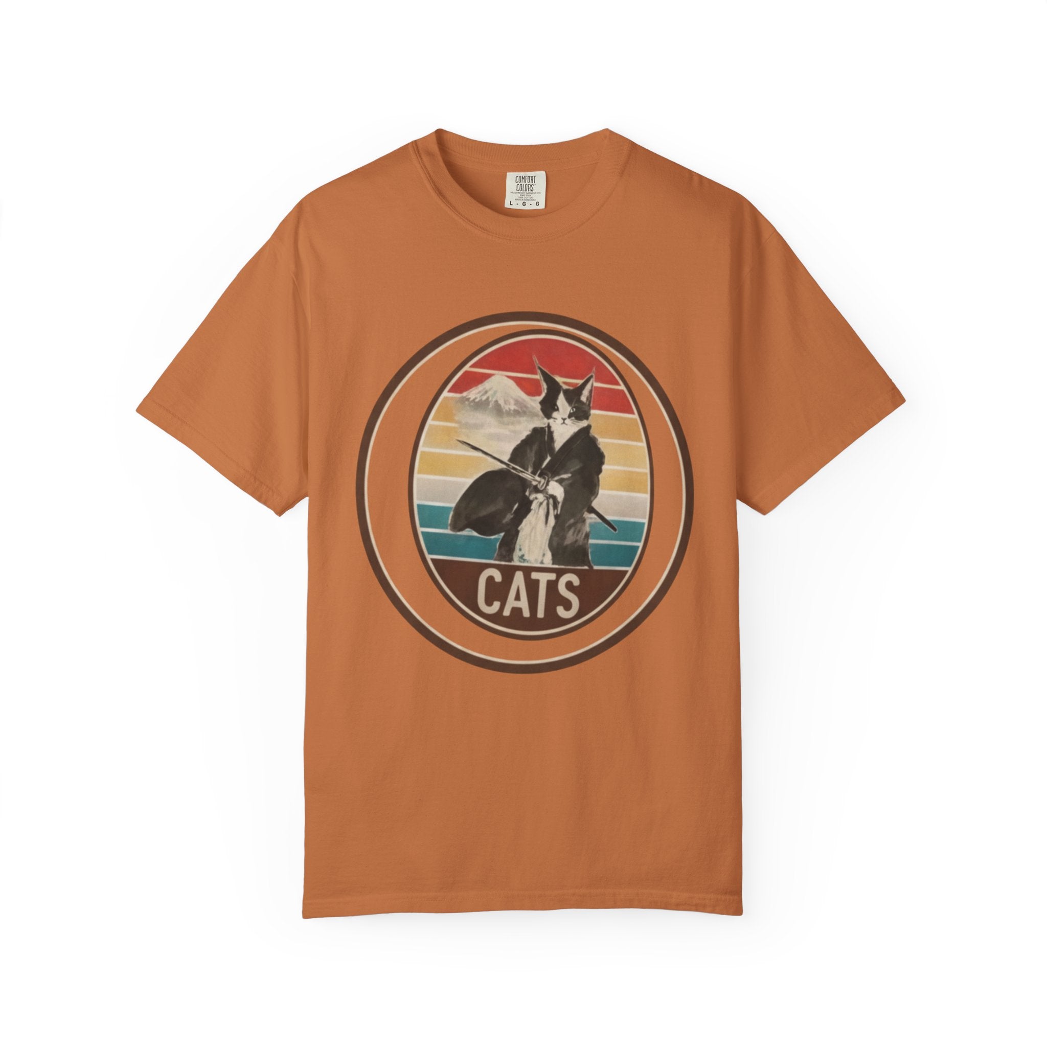 Retro Ninja Cats T-Shirt – Vintage Sunset Cat Graphic Tee