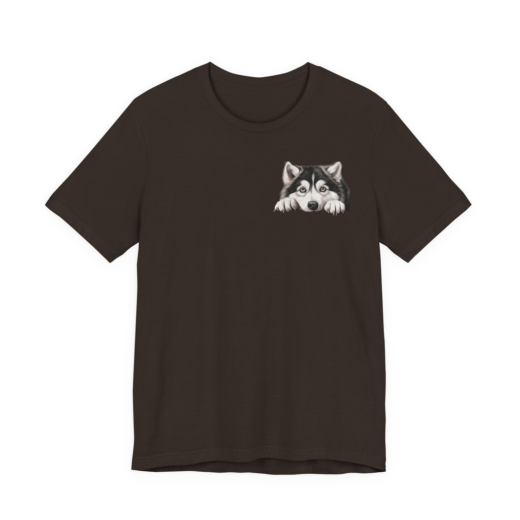Husky Peekaboo Pocket Tee — Cute Siberian Husky Dog T-Shirt