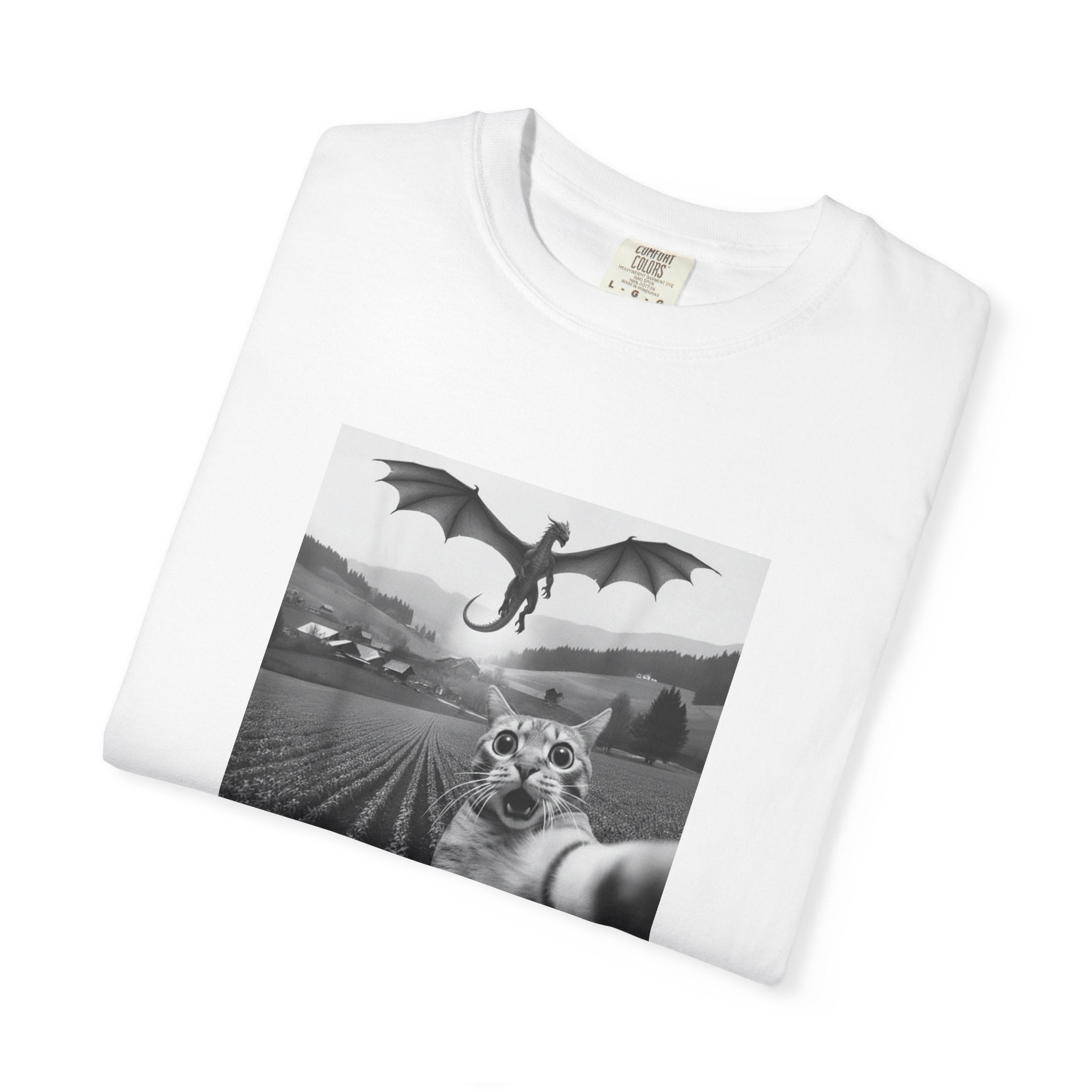 Dragon & Cat Selfie T-Shirt — Funny Cat Selfie Graphic Tee