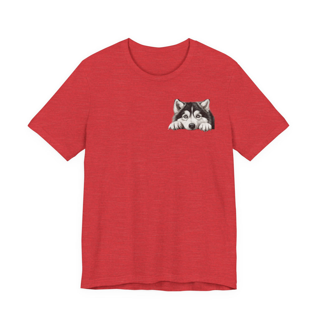 Husky Peekaboo Pocket Tee — Cute Siberian Husky Dog T-Shirt