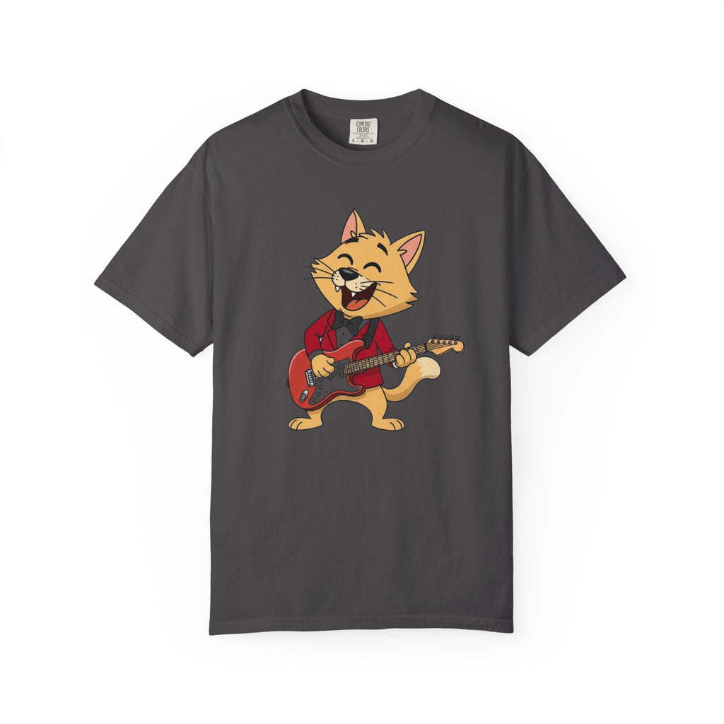 Cat Rocker T-Shirt – Cute Guitar-Playing Cat Graphic Tee Retro Cat Rock
