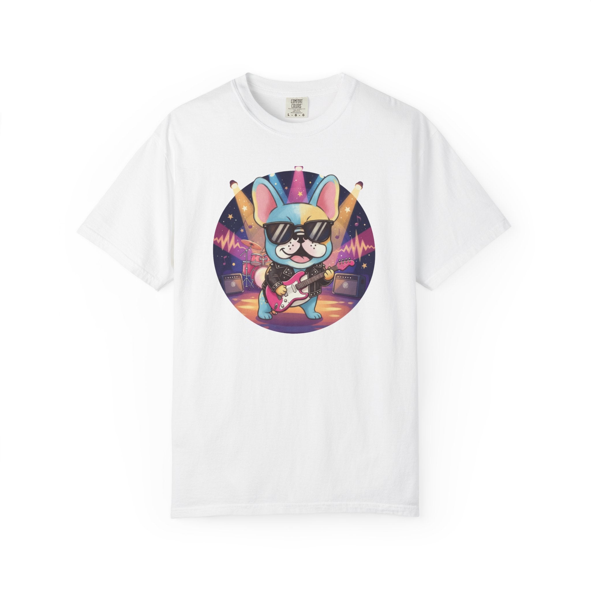 Rockstar French Bulldog T-Shirt — Cute Guitar Pup Band Tee