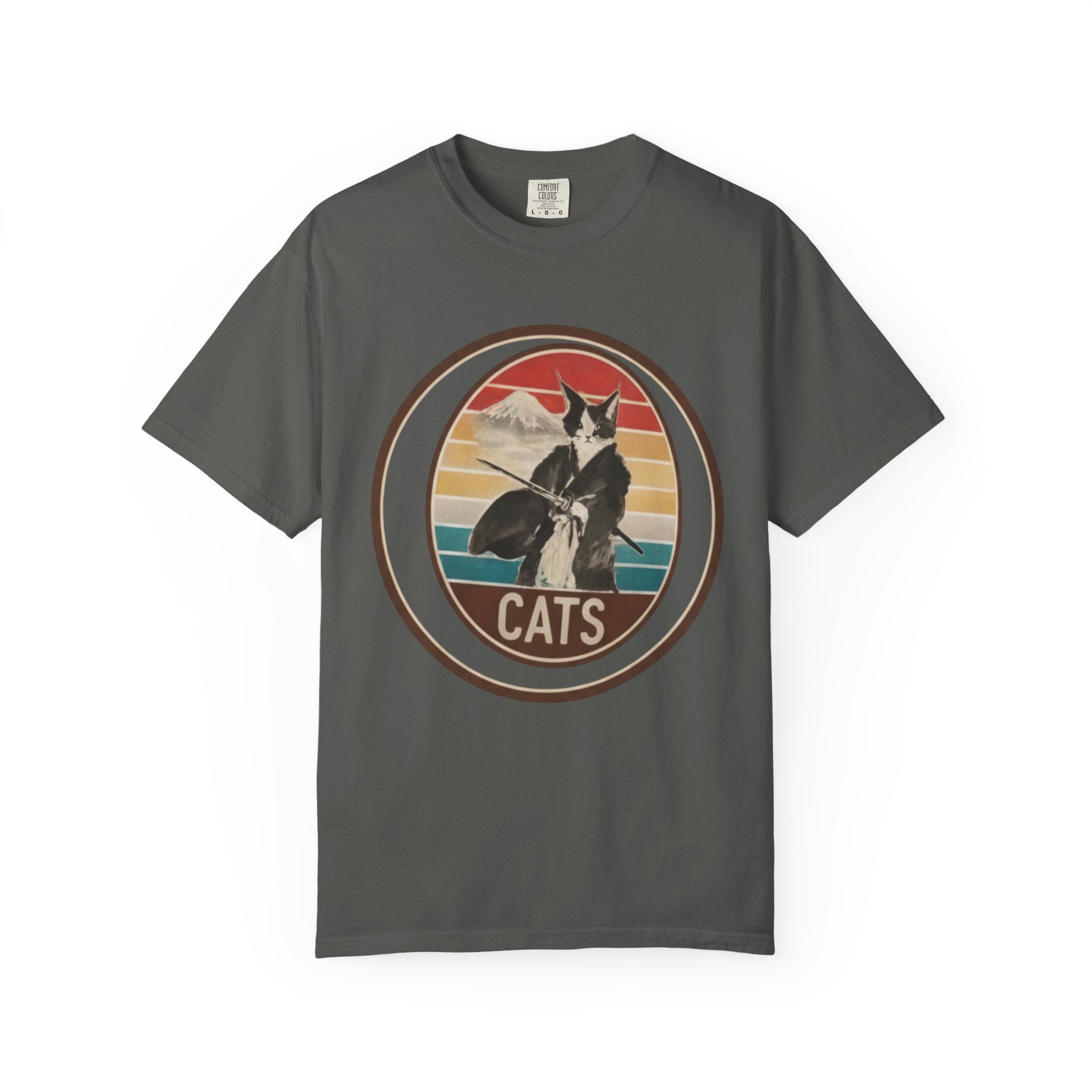 Retro Ninja Cats T-Shirt – Vintage Sunset Cat Graphic Tee