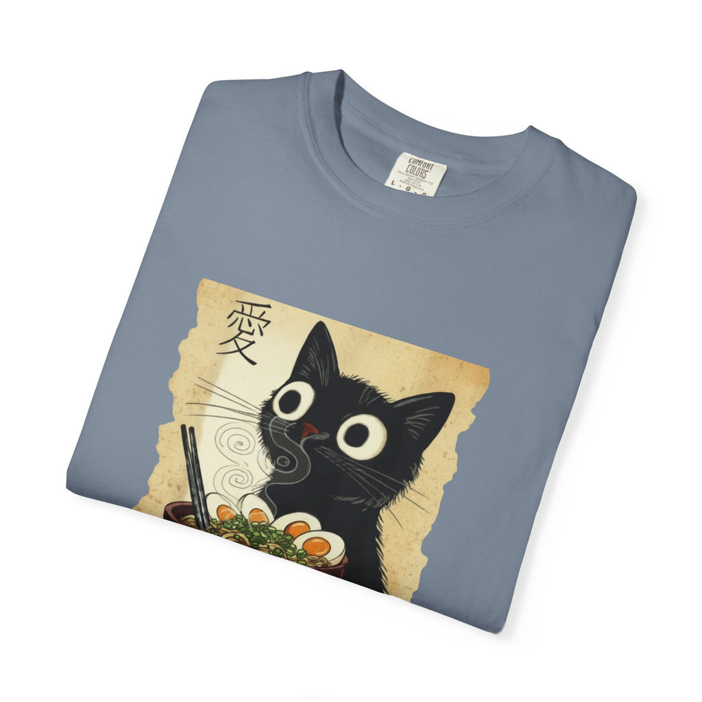 Black Cat Ramen T-Shirt — Cute Japanese Neko Love Graphic Tee