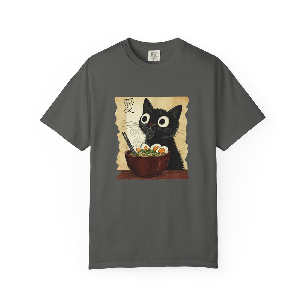 Black Cat Ramen T-Shirt — Cute Japanese Neko Love Graphic Tee