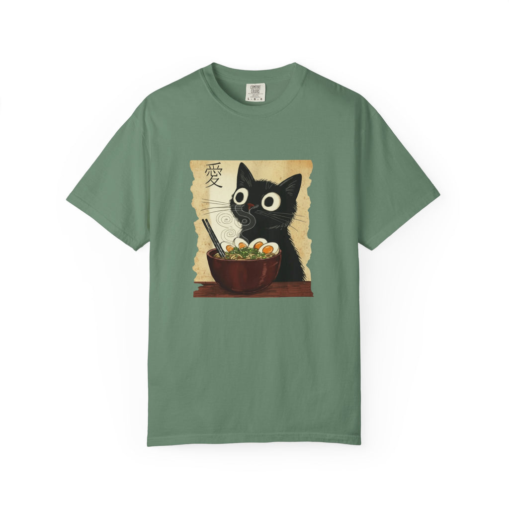 Black Cat Ramen T-Shirt — Cute Japanese Neko Love Graphic Tee