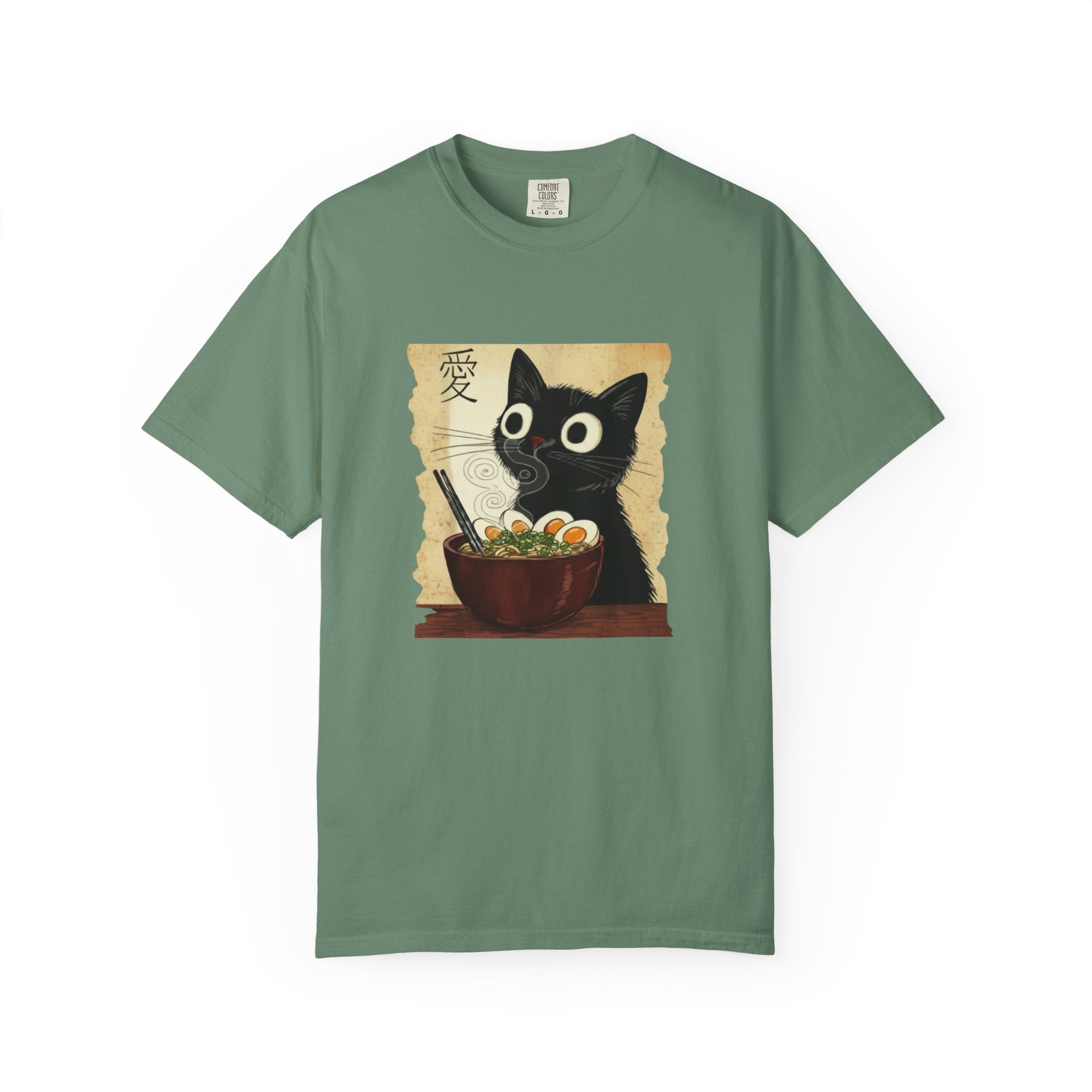 Black Cat Ramen T-Shirt — Cute Japanese Neko Love Graphic Tee