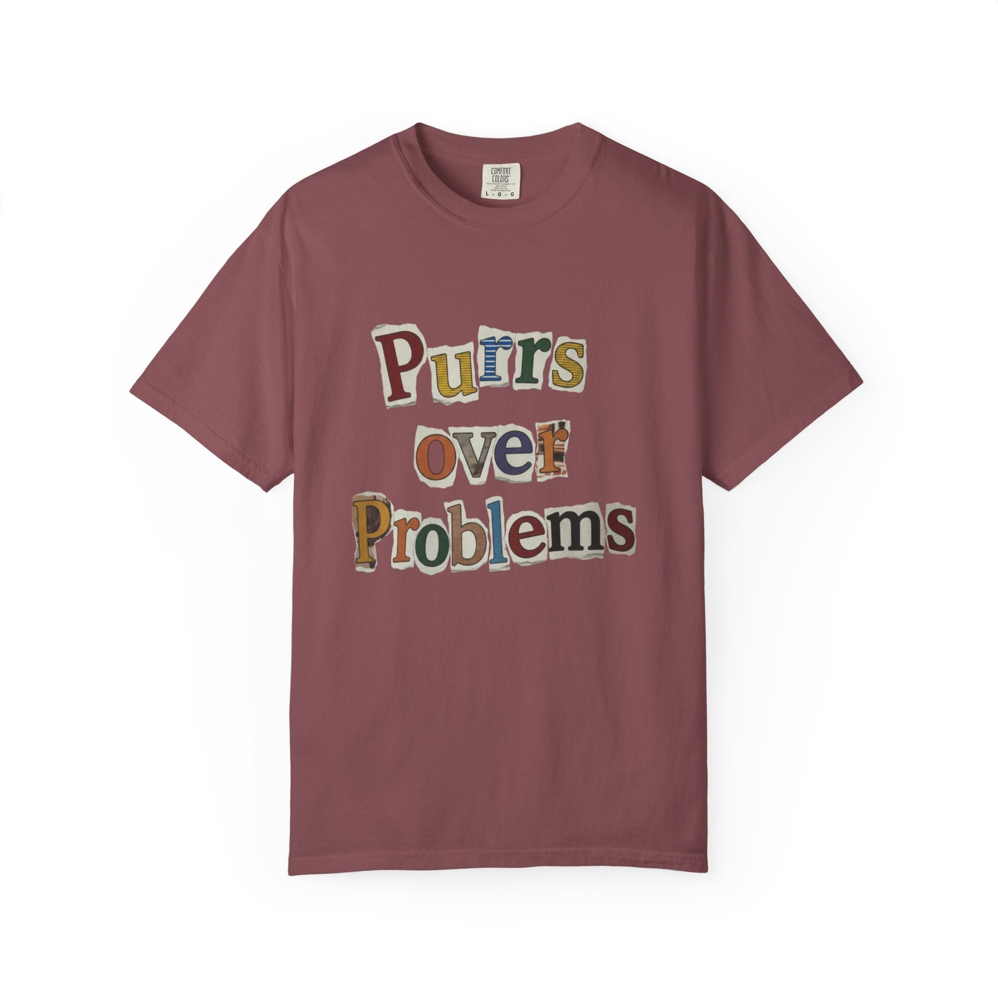 Purrs Over Problems T-Shirt — Cute Cat Quote Tee for Cat Lovers