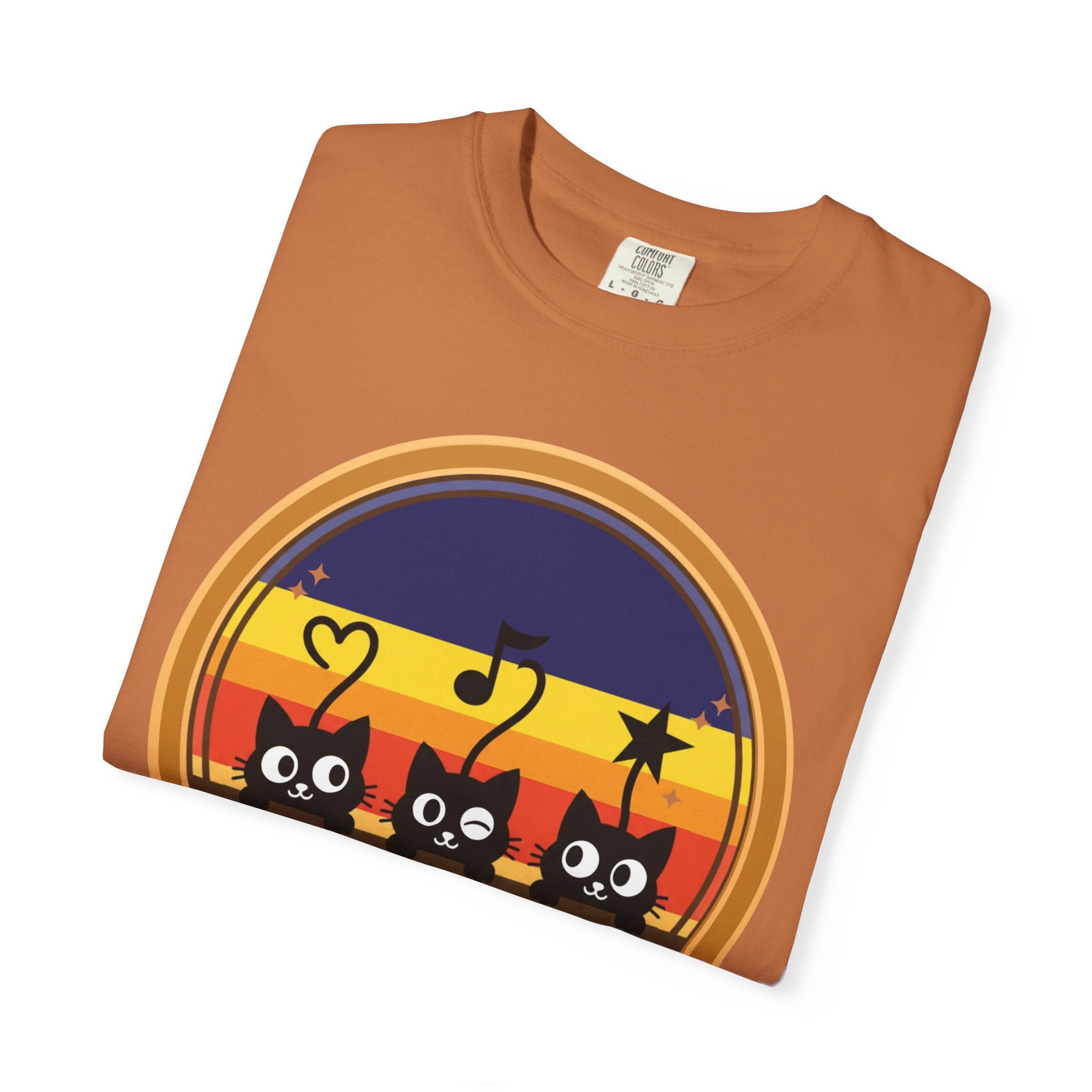 Adventure Cats T-Shirt — Retro Stripe Cat Trio Tee