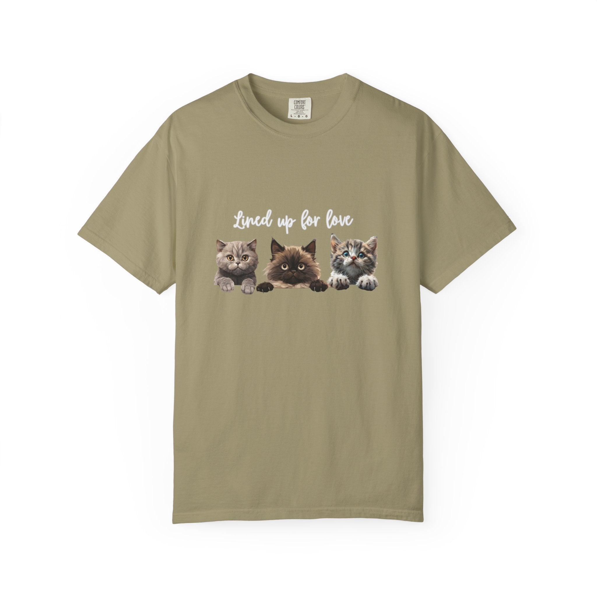 Cat Lover T-Shirt — 'Lined Up for Love' Cute Kitten Graphic Tee