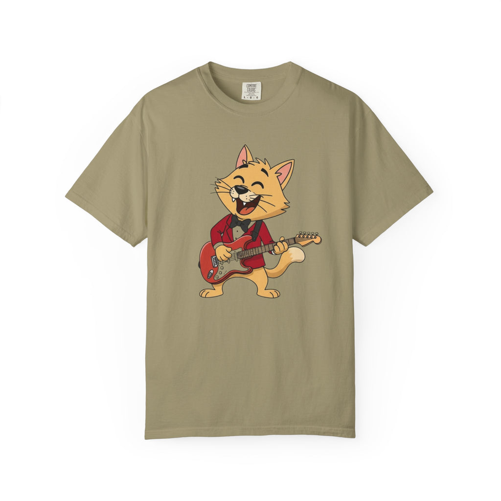 Cat Rocker T-Shirt – Cute Guitar-Playing Cat Graphic Tee Retro Cat Rock