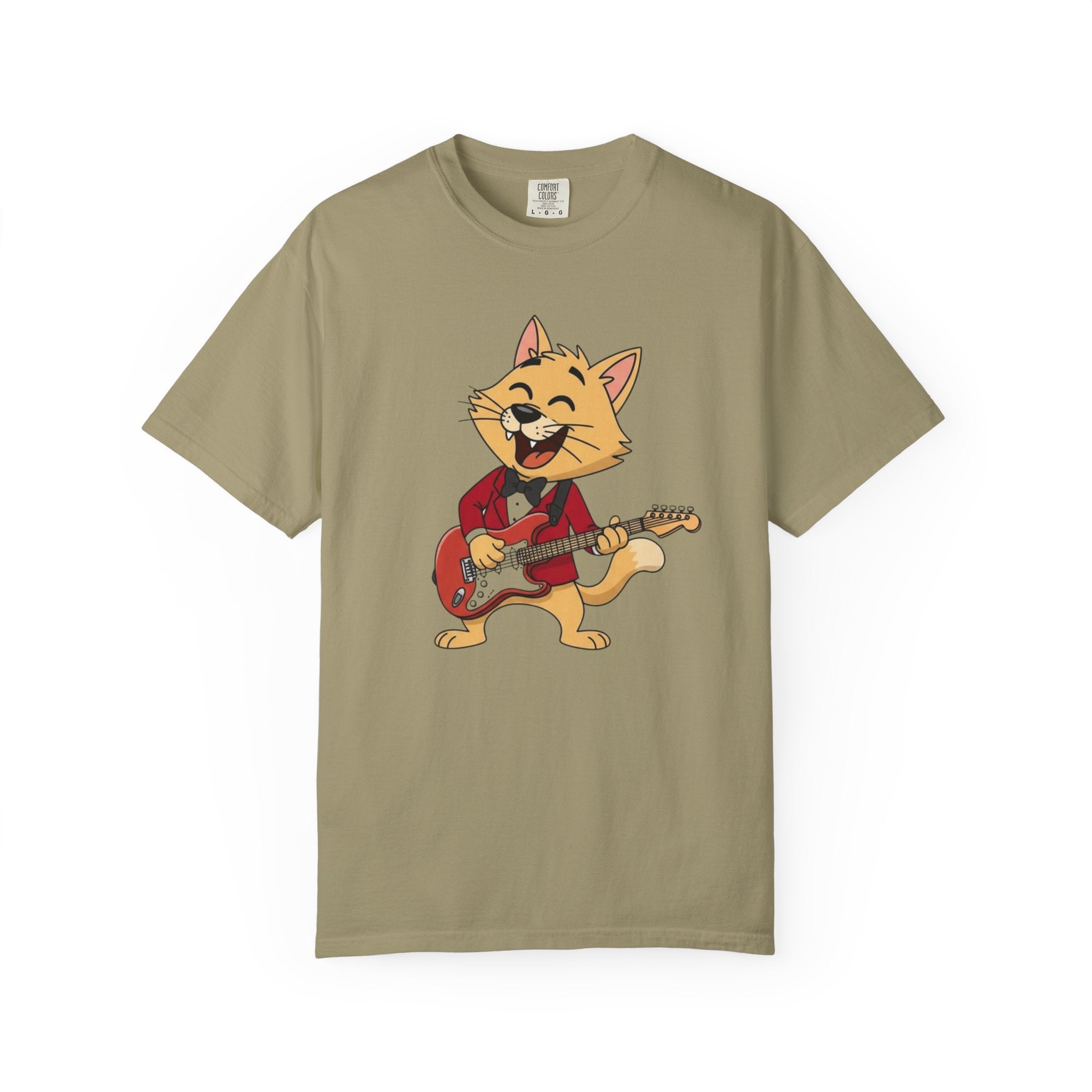 Cat Rocker T-Shirt – Cute Guitar-Playing Cat Graphic Tee Retro Cat Rock