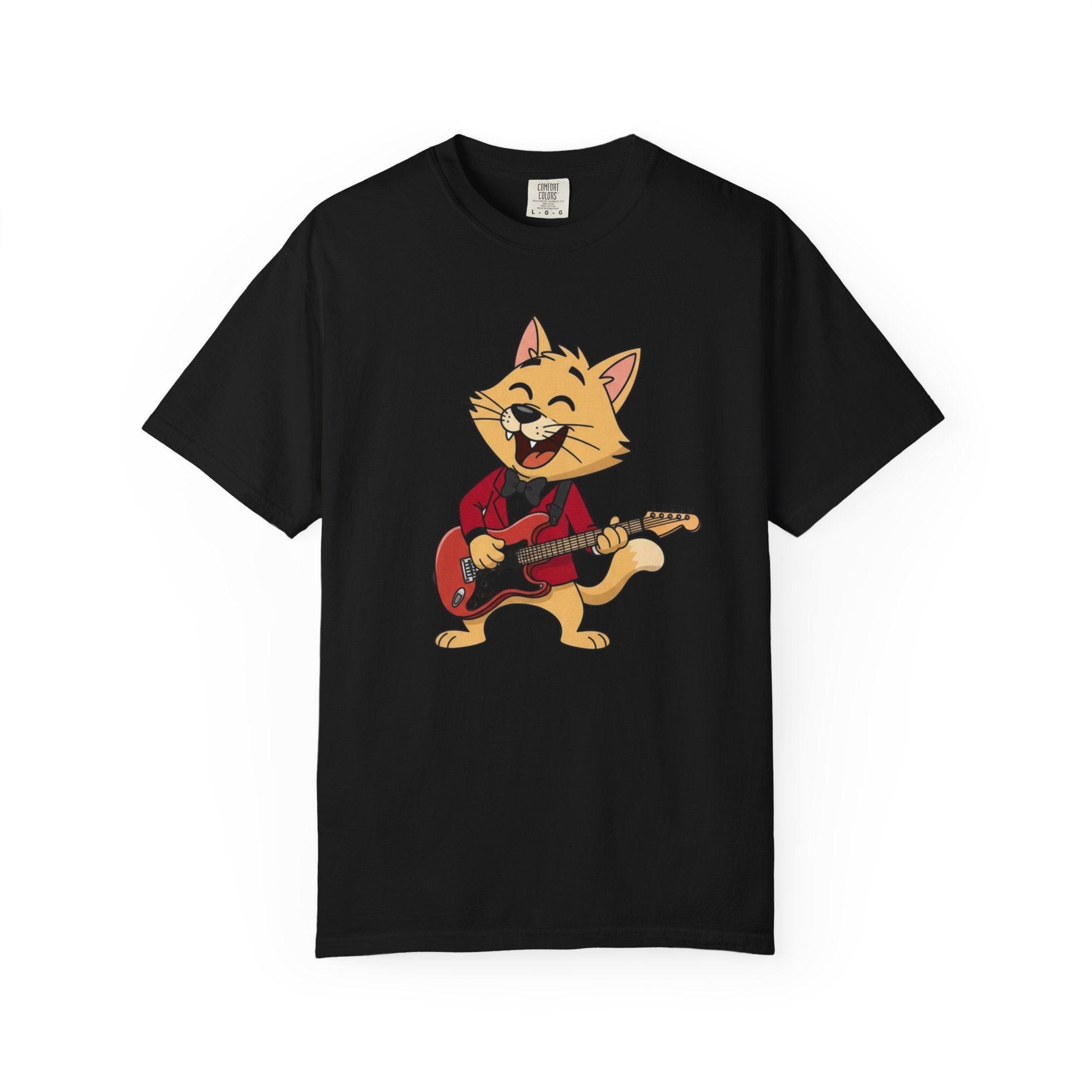 Cat Rocker T-Shirt – Cute Guitar-Playing Cat Graphic Tee Retro Cat Rock