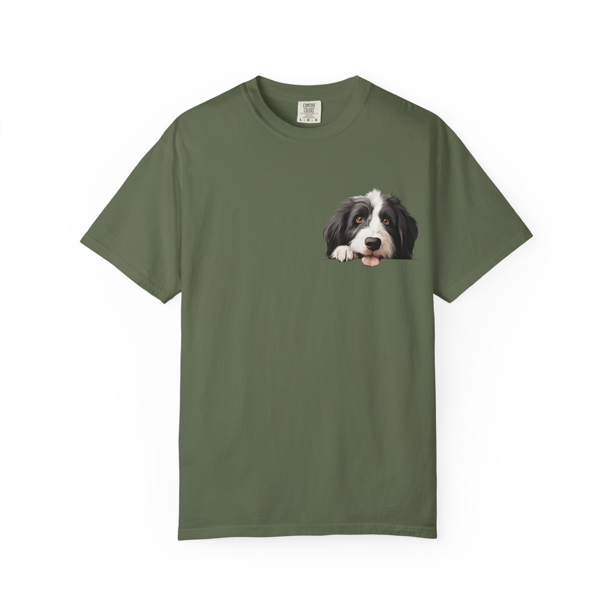 Border Collie Peeking Face T-Shirt —  Adorable Cute Dog Eee is the Perfect Everyday Tee for Dog Moms, Pet Lovers, and Breed Enthusiasts