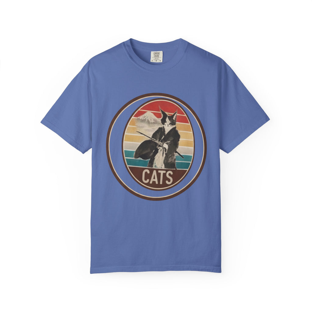 Retro Ninja Cats T-Shirt – Vintage Sunset Cat Graphic Tee