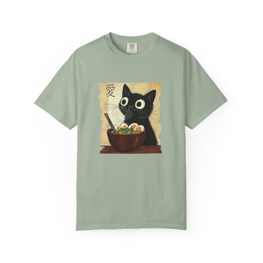 Black Cat Ramen T-Shirt — Cute Japanese Neko Love Graphic Tee