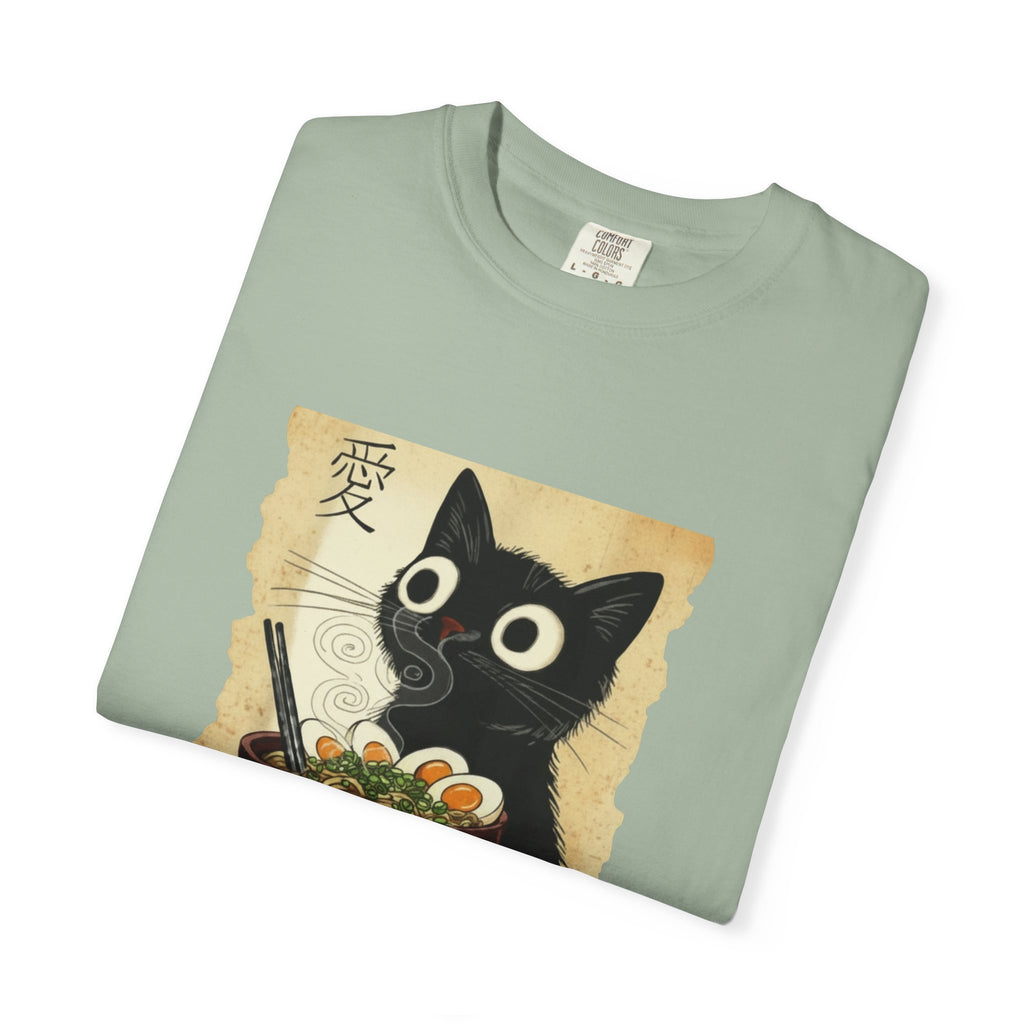 Black Cat Ramen T-Shirt — Cute Japanese Neko Love Graphic Tee
