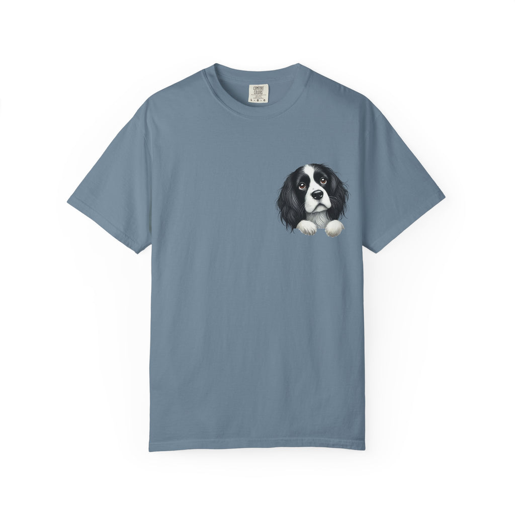 Peek-a-Border Spaniel T-Shirt — Cute Dog Face Tee for Dog Lovers