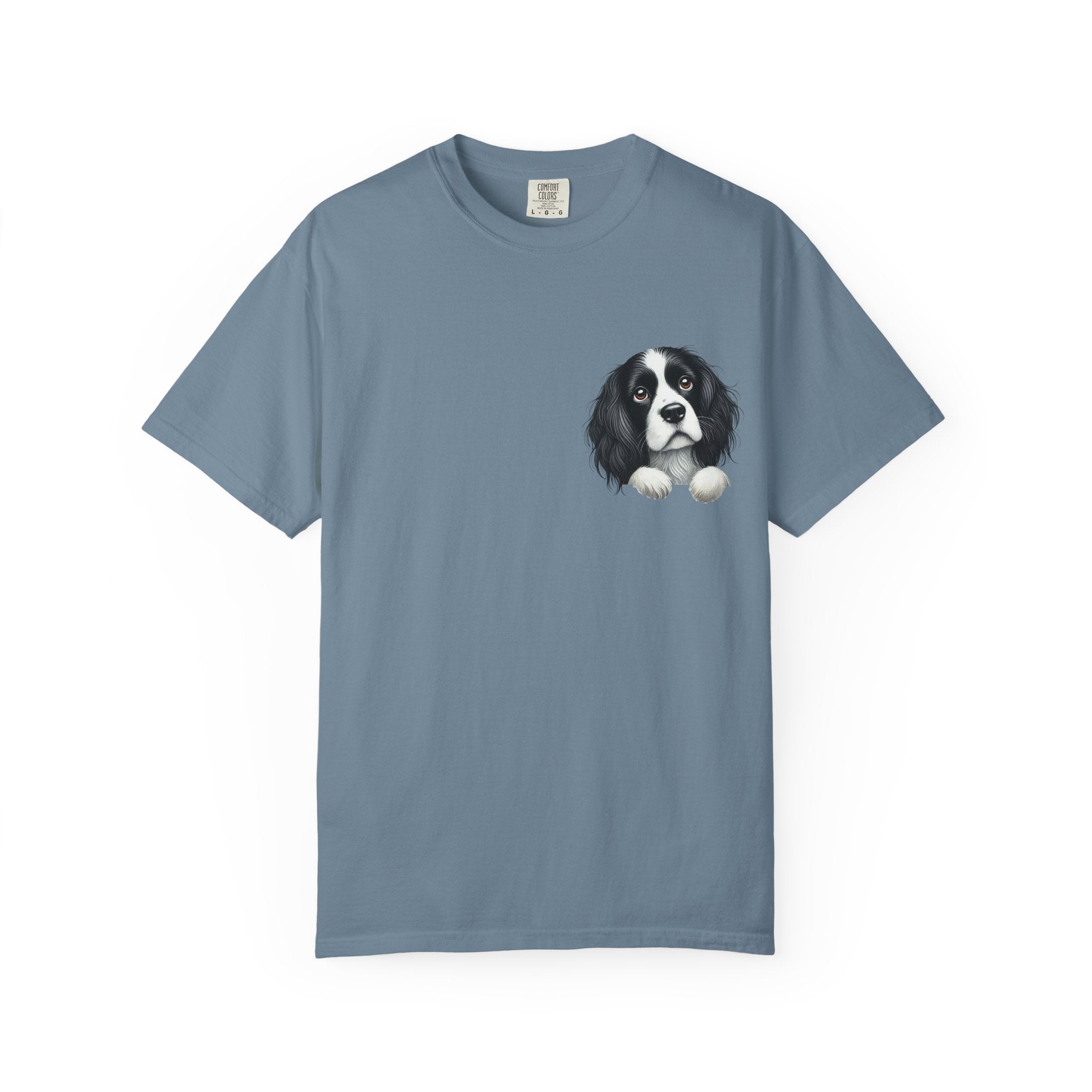 Peek-a-Border Spaniel T-Shirt — Cute Dog Face Tee for Dog Lovers