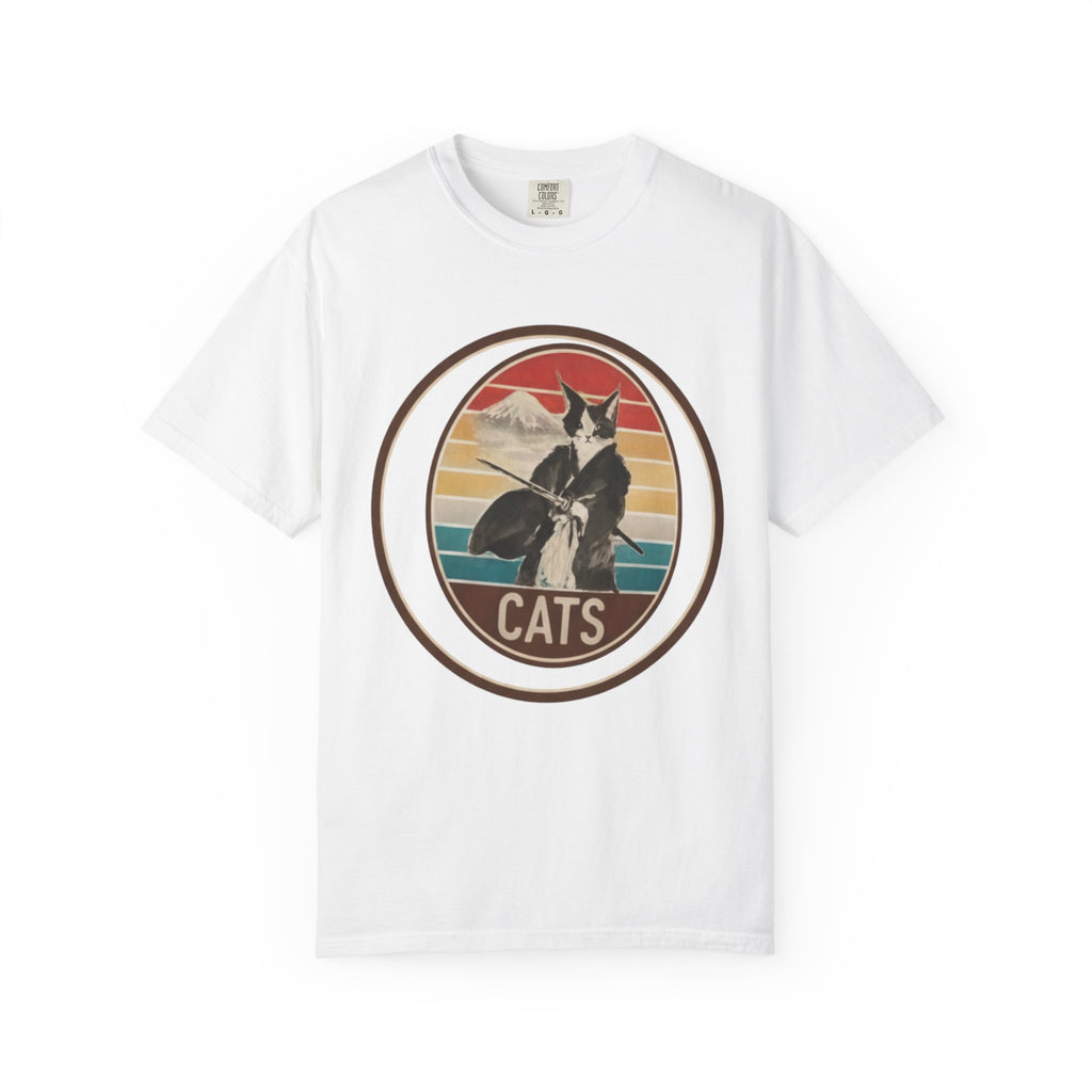 Retro Ninja Cats T-Shirt – Vintage Sunset Cat Graphic Tee