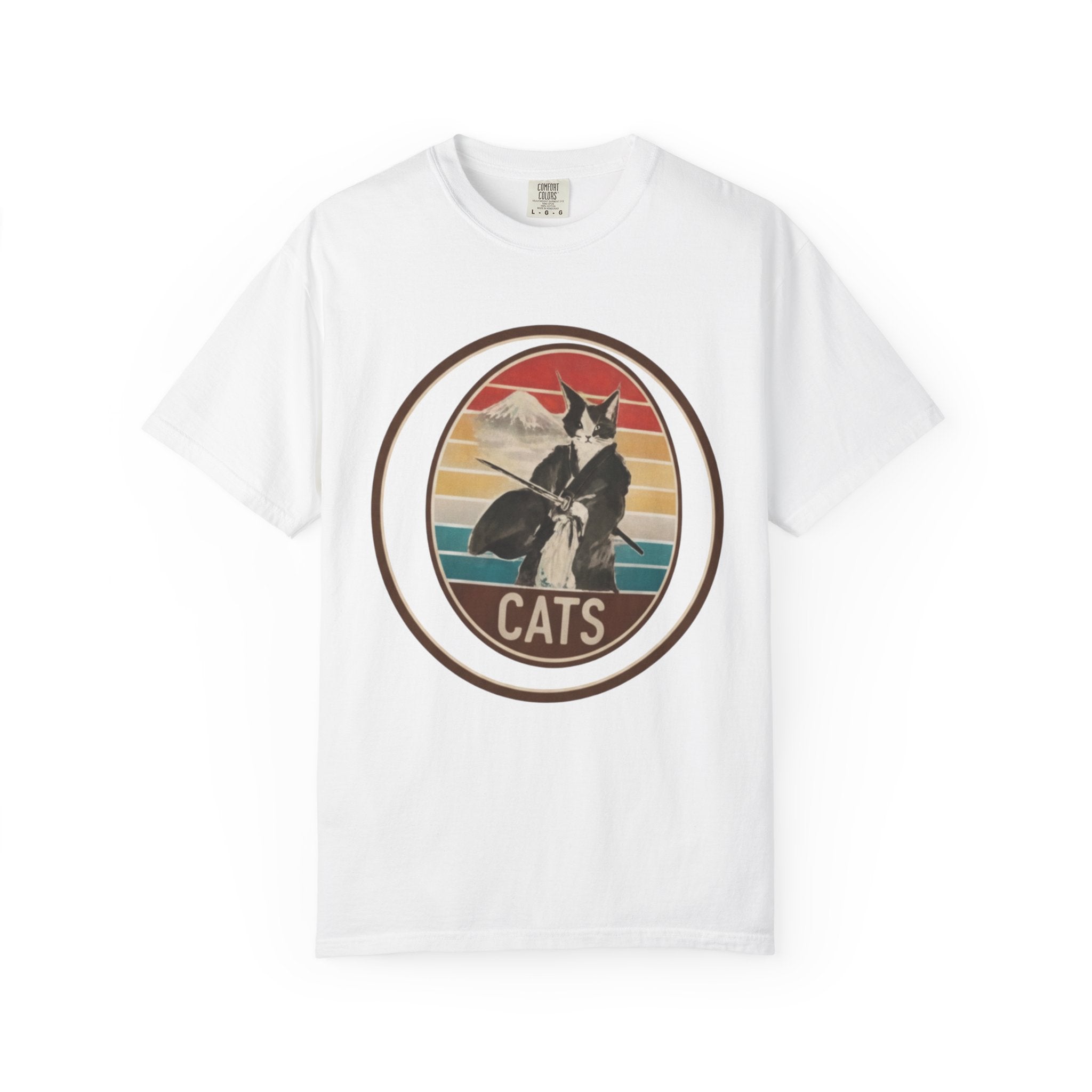 Retro Ninja Cats T-Shirt – Vintage Sunset Cat Graphic Tee