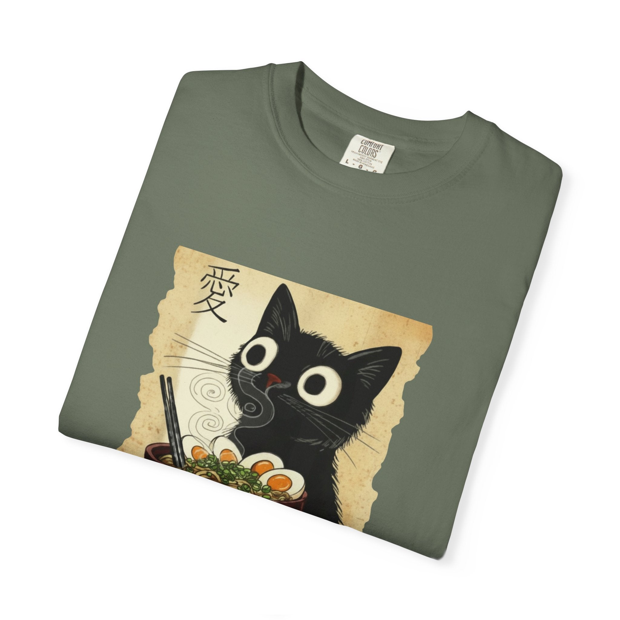 Black Cat Ramen T-Shirt — Cute Japanese Neko Love Graphic Tee
