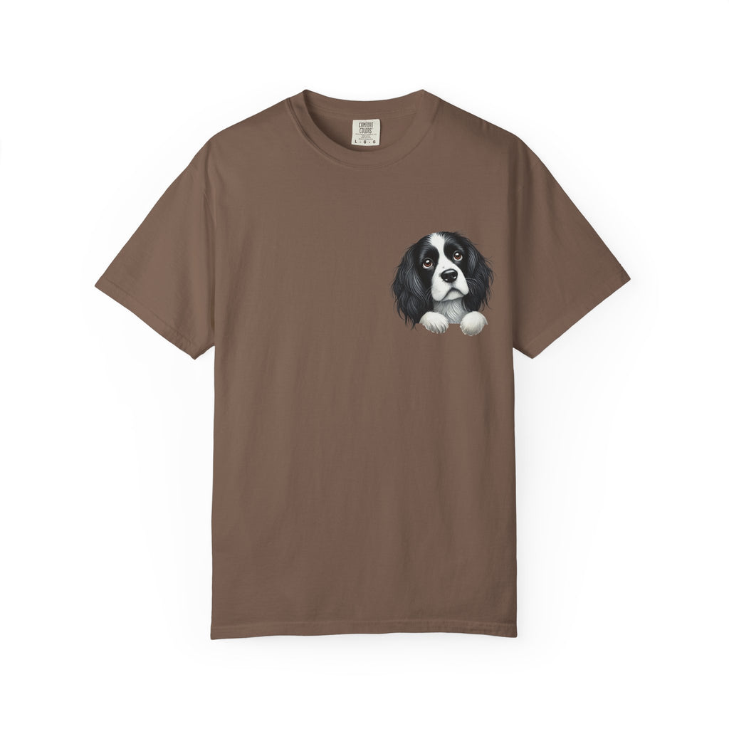 Peek-a-Border Spaniel T-Shirt — Cute Dog Face Tee for Dog Lovers