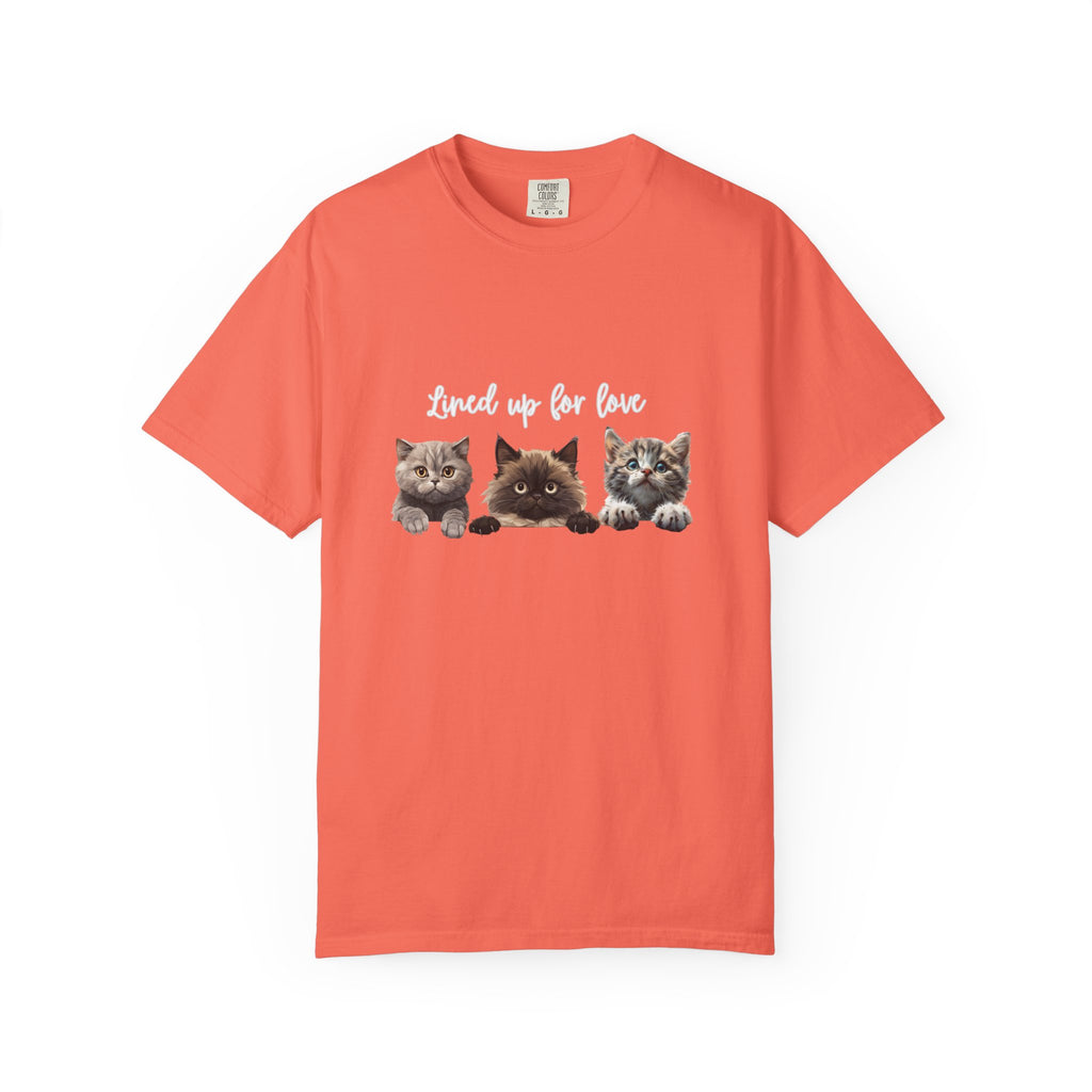 Cat Lover T-Shirt — 'Lined Up for Love' Cute Kitten Graphic Tee