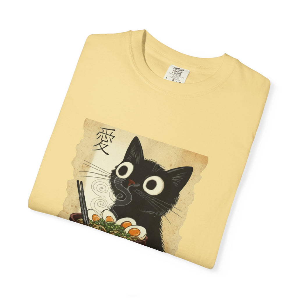 Black Cat Ramen T-Shirt — Cute Japanese Neko Love Graphic Tee