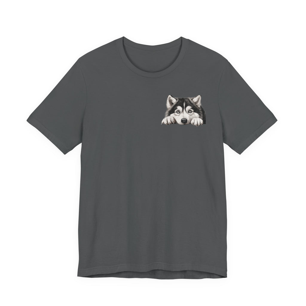 Husky Peekaboo Pocket Tee — Cute Siberian Husky Dog T-Shirt