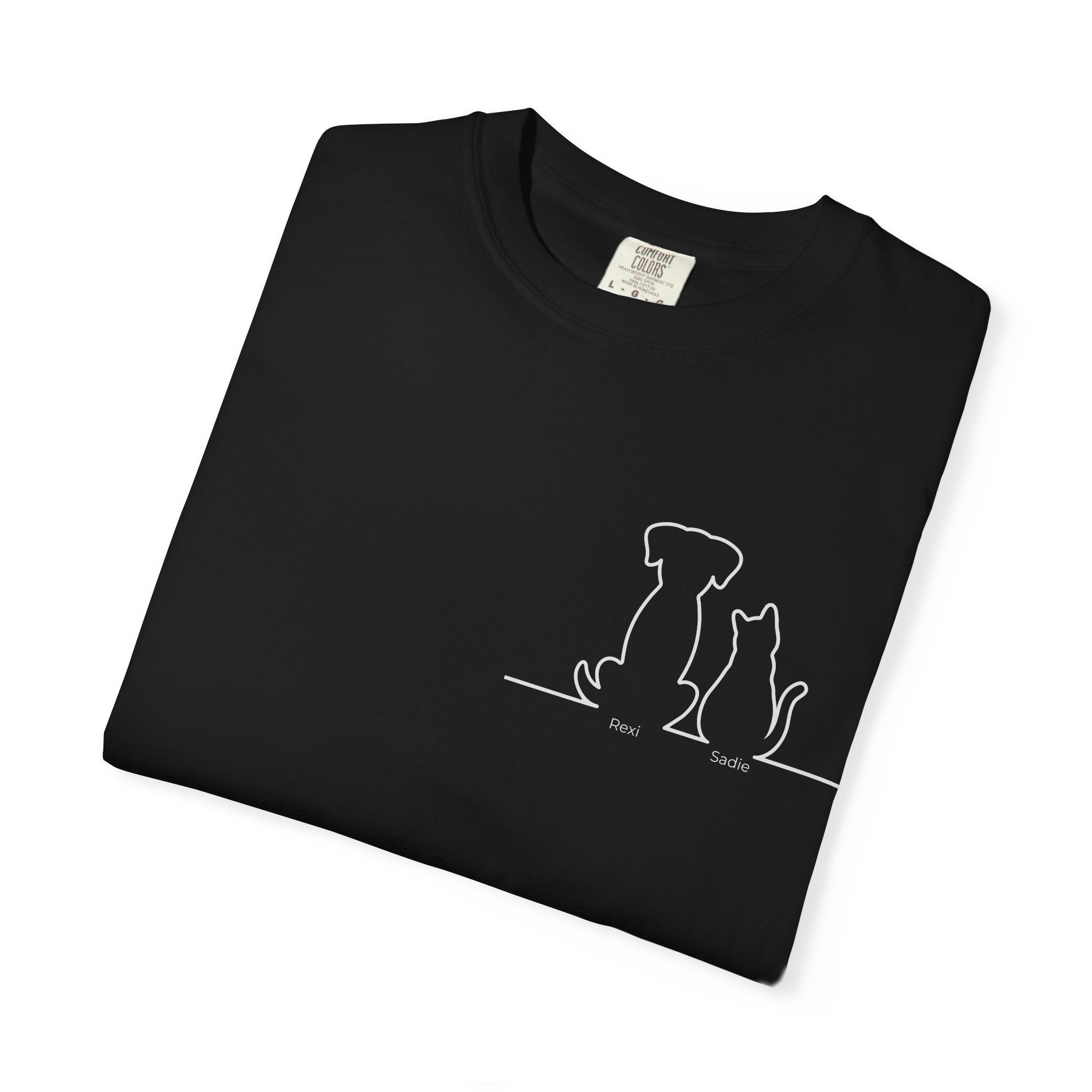 Dog & Cat Sunset**  Line Drawing T-Shirt — Minimalist Pet Lovers Tee