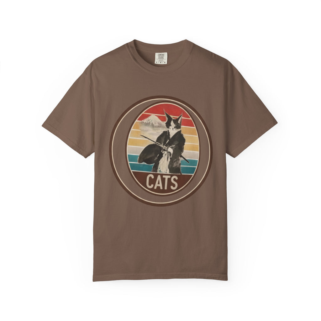 Retro Ninja Cats T-Shirt – Vintage Sunset Cat Graphic Tee