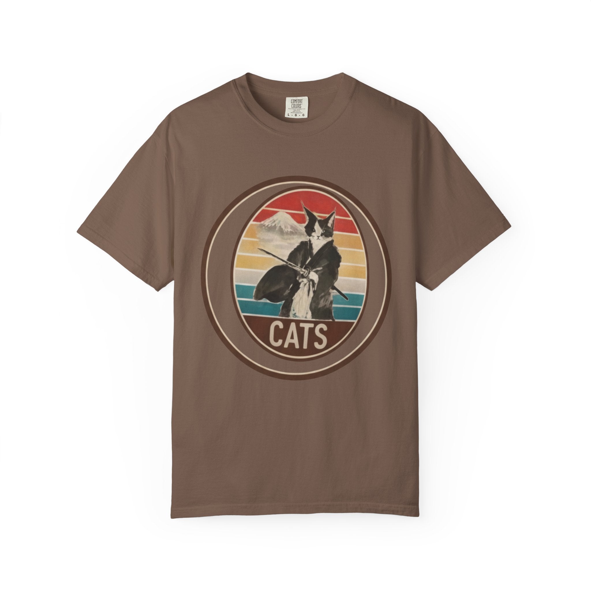 Retro Ninja Cats T-Shirt – Vintage Sunset Cat Graphic Tee