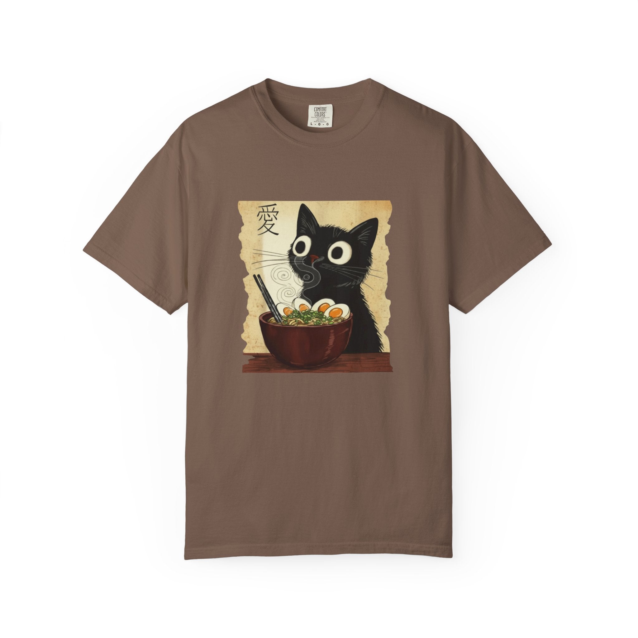 Black Cat Ramen T-Shirt — Cute Japanese Neko Love Graphic Tee
