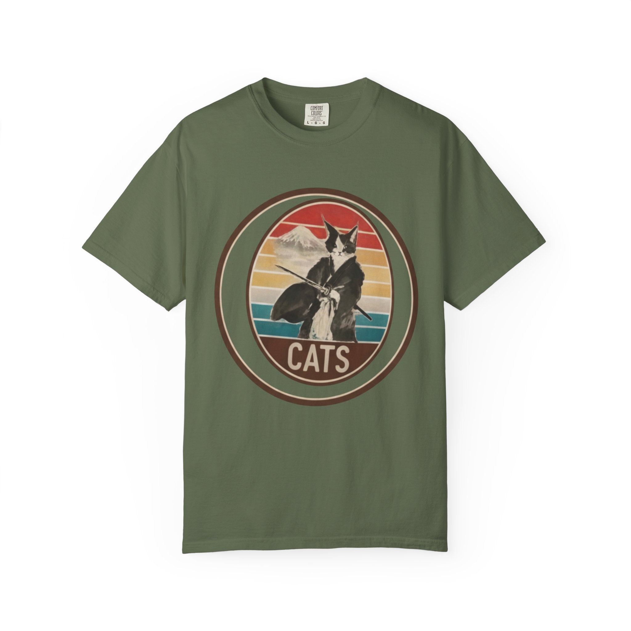 Retro Ninja Cats T-Shirt – Vintage Sunset Cat Graphic Tee
