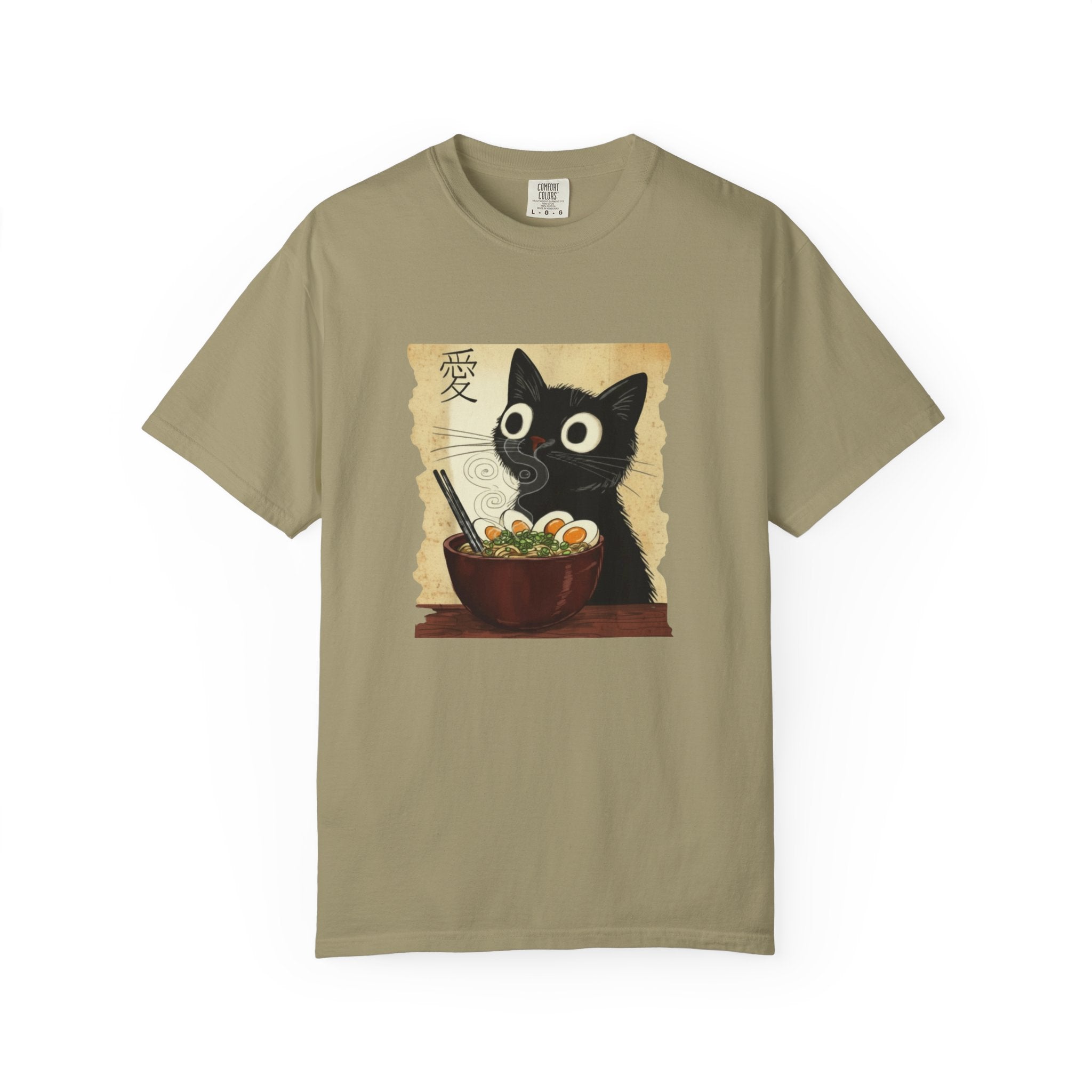 Black Cat Ramen T-Shirt — Cute Japanese Neko Love Graphic Tee