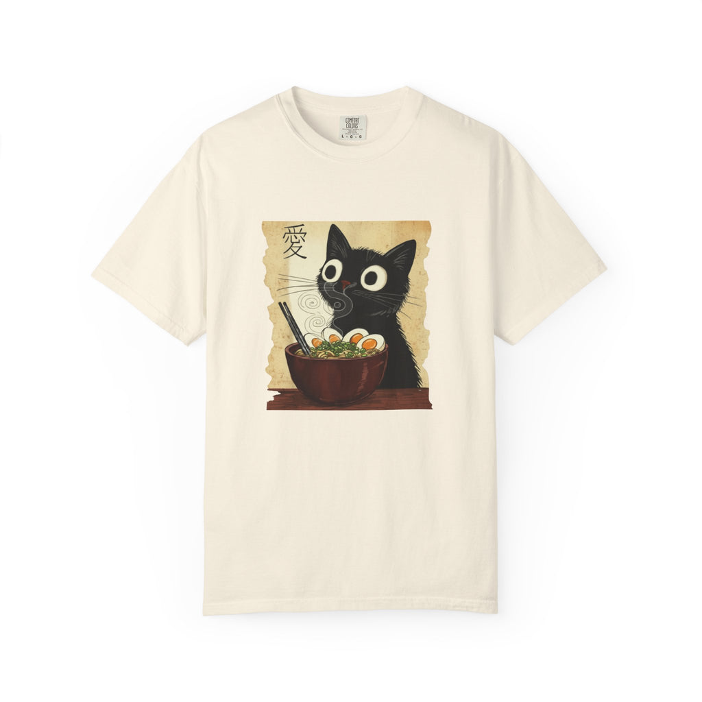 Black Cat Ramen T-Shirt — Cute Japanese Neko Love Graphic Tee