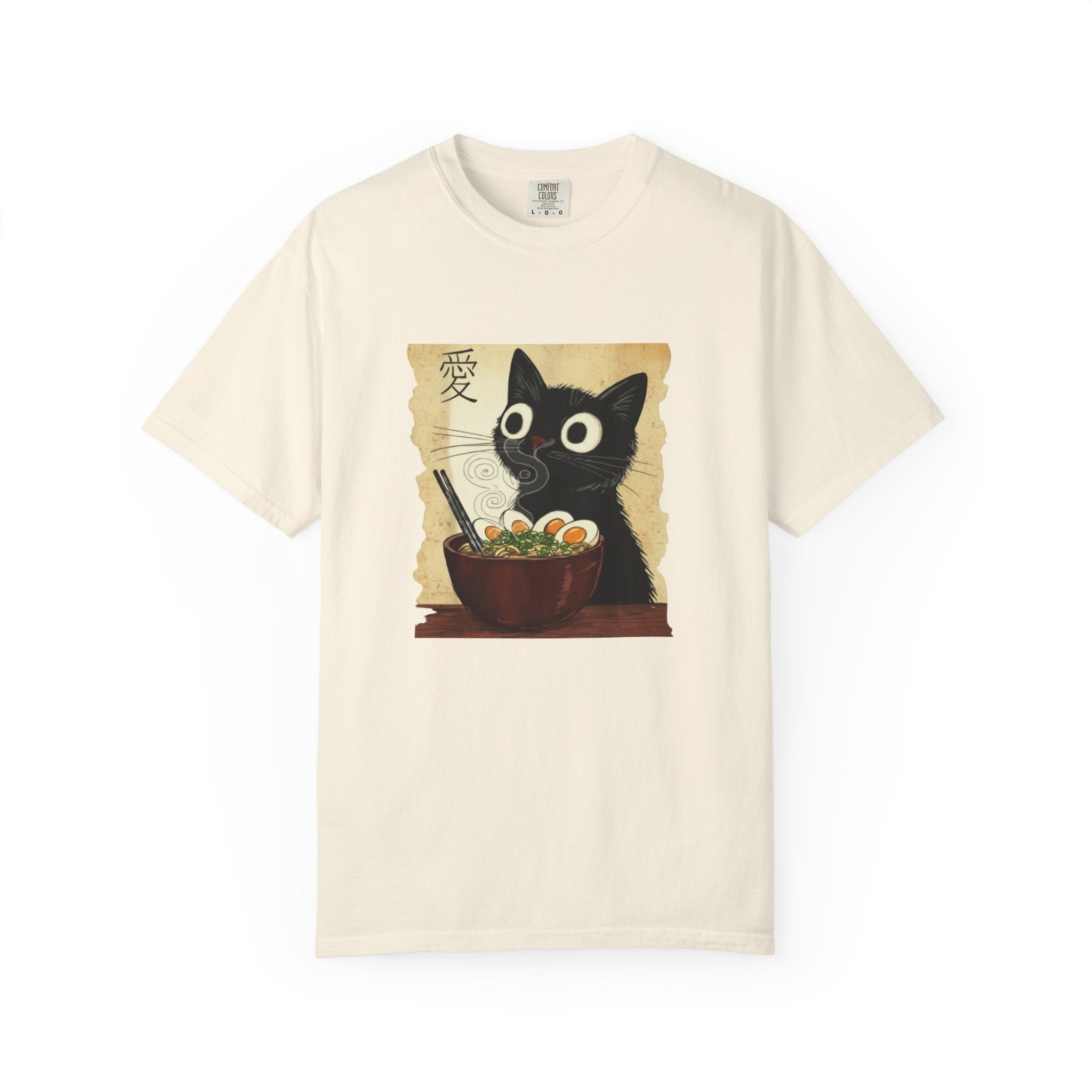 Black Cat Ramen T-Shirt — Cute Japanese Neko Love Graphic Tee