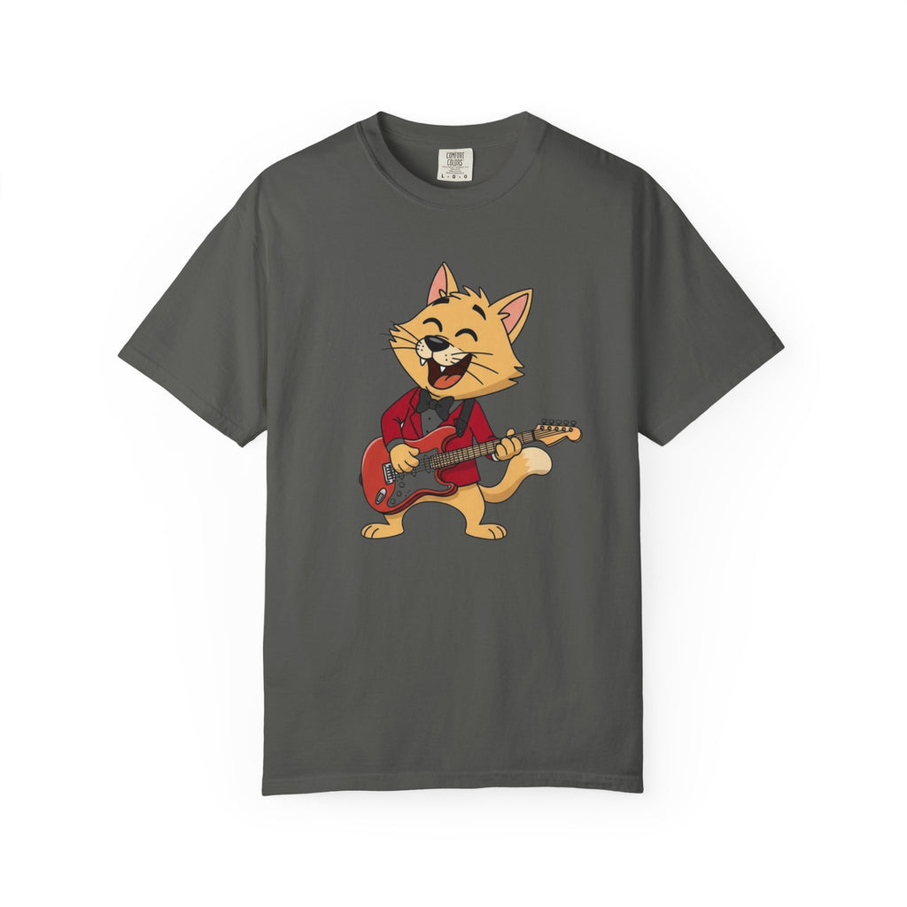 Cat Rocker T-Shirt – Cute Guitar-Playing Cat Graphic Tee Retro Cat Rock