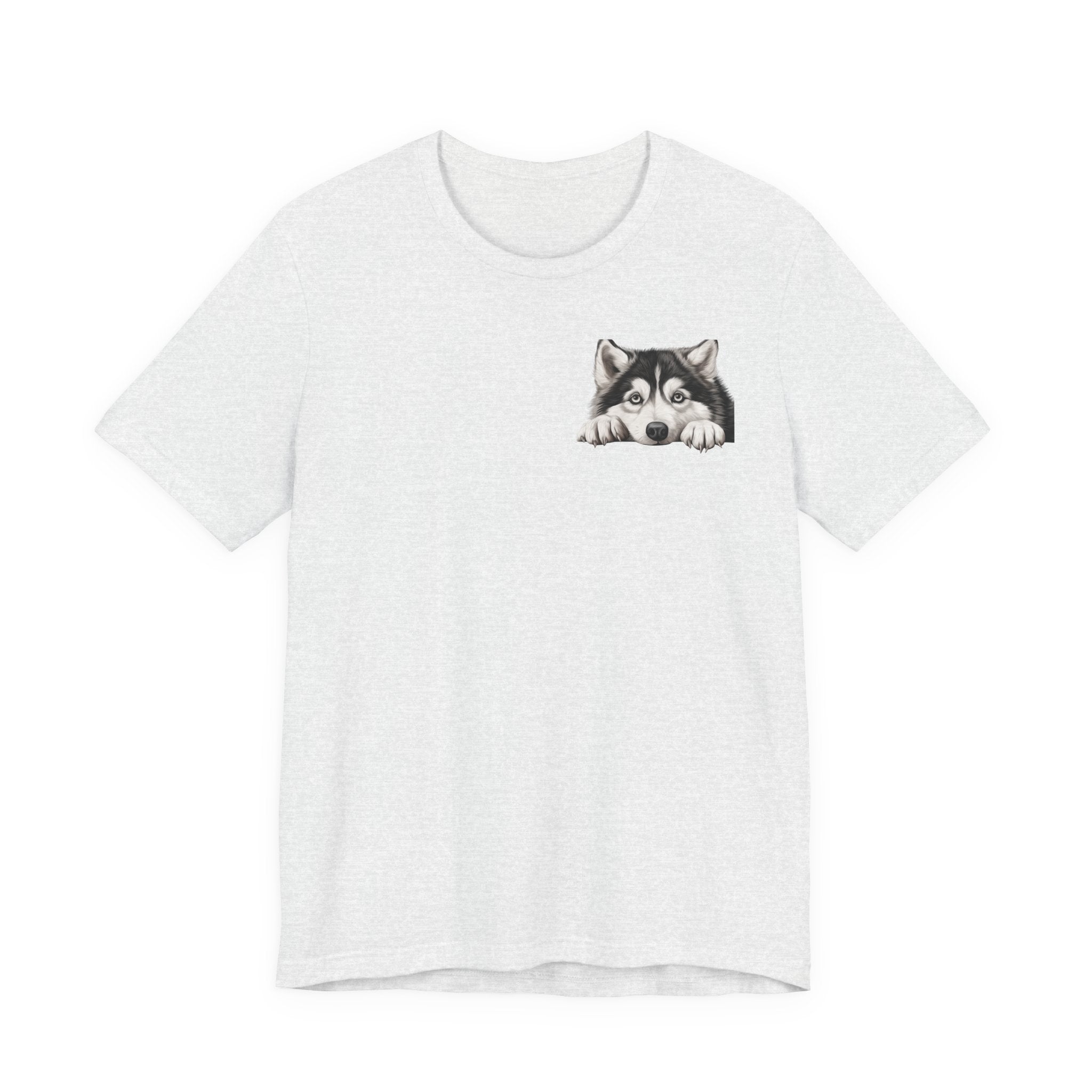 Husky Peekaboo Pocket Tee — Cute Siberian Husky Dog T-Shirt