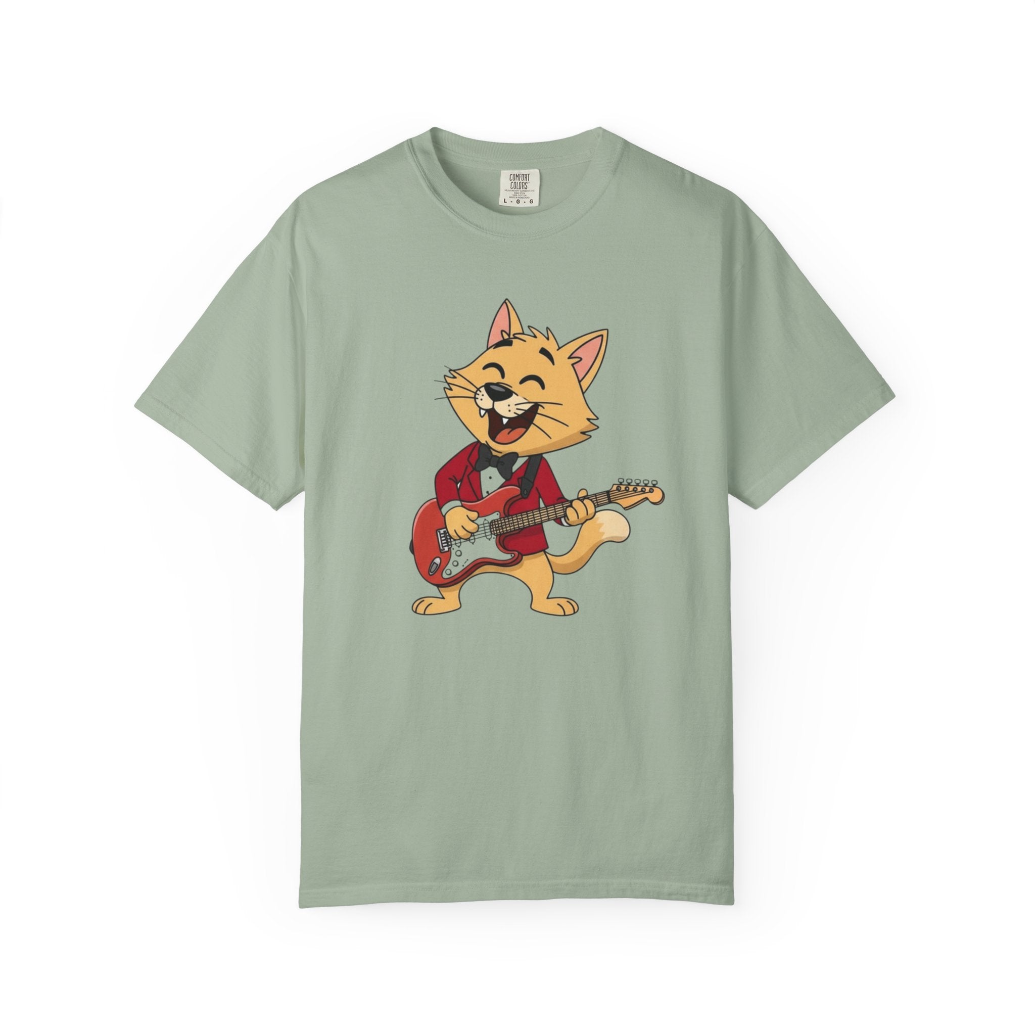 Cat Rocker T-Shirt – Cute Guitar-Playing Cat Graphic Tee Retro Cat Rock