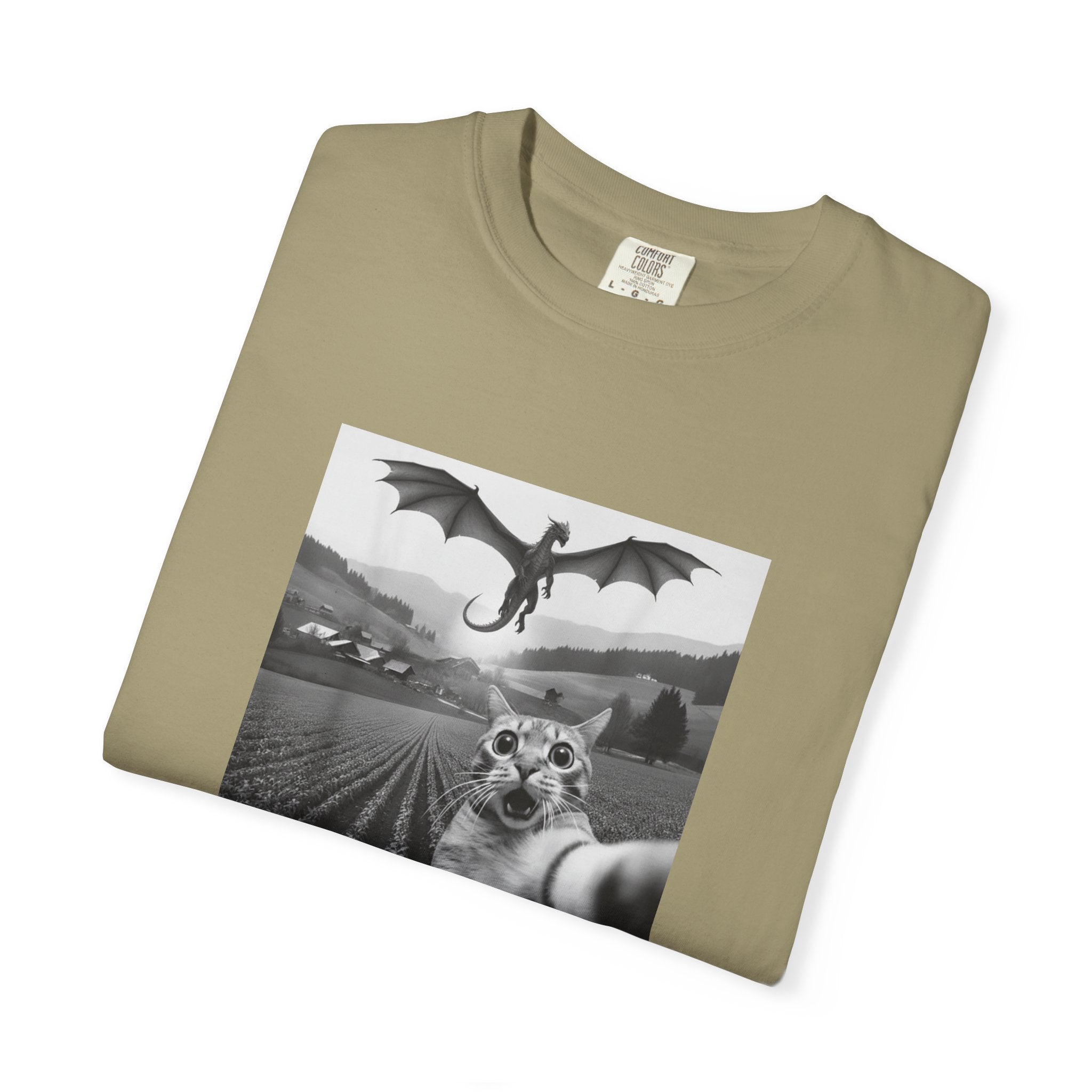 Dragon & Cat Selfie T-Shirt — Funny Cat Selfie Graphic Tee