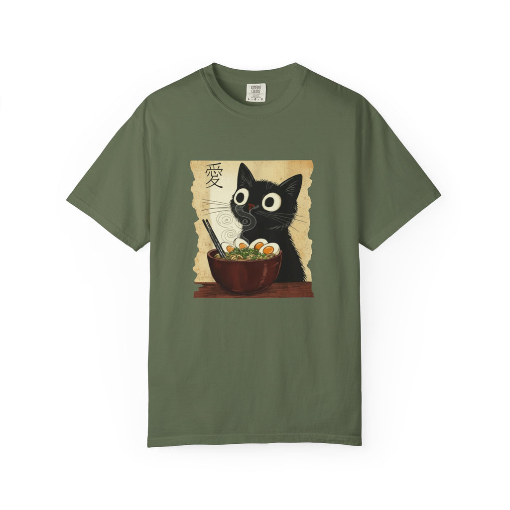 Black Cat Ramen T-Shirt — Cute Japanese Neko Love Graphic Tee