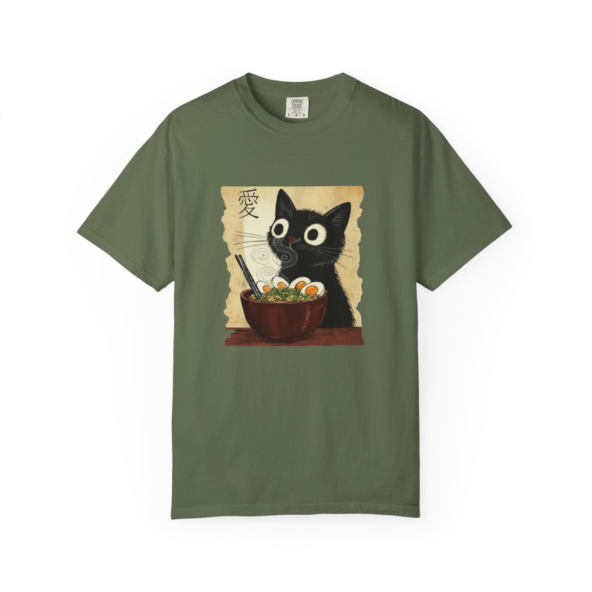 Black Cat Ramen T-Shirt — Cute Japanese Neko Love Graphic Tee