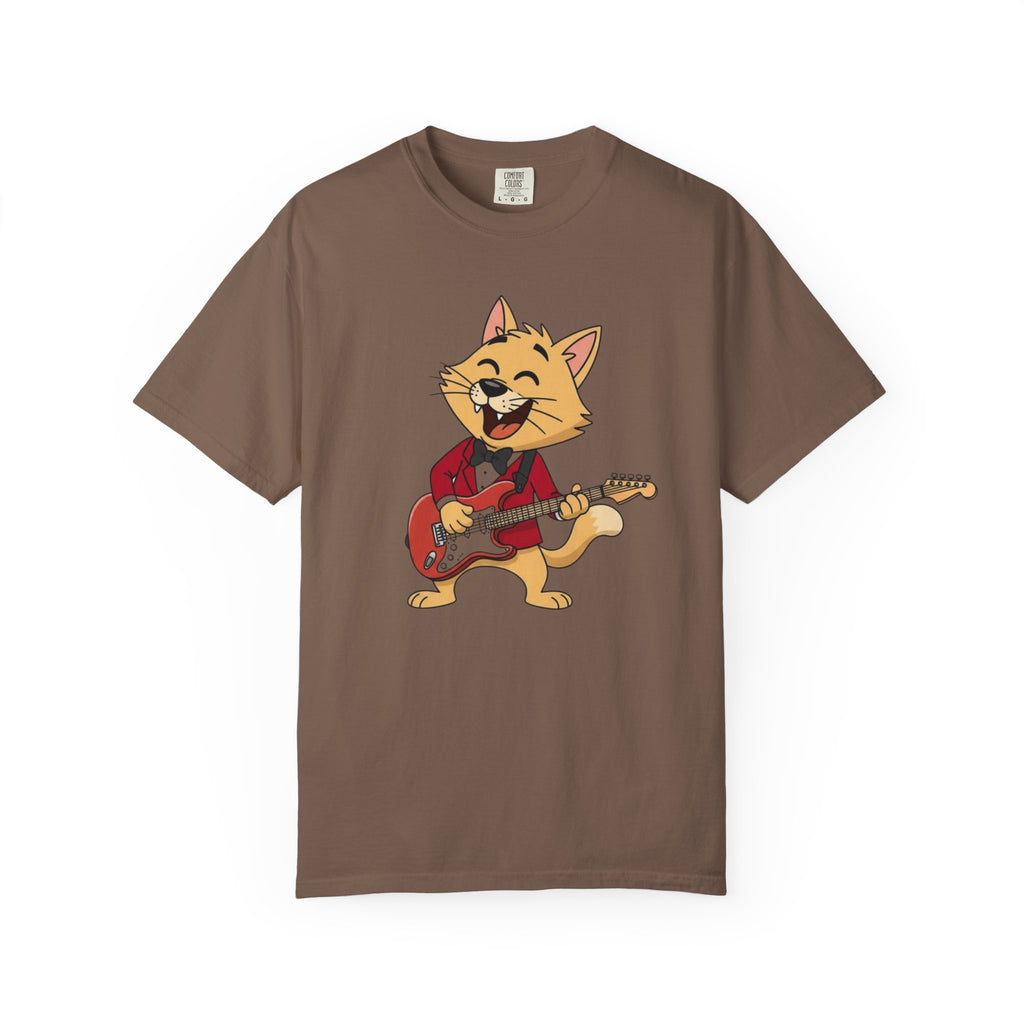 Cat Rocker T-Shirt – Cute Guitar-Playing Cat Graphic Tee Retro Cat Rock