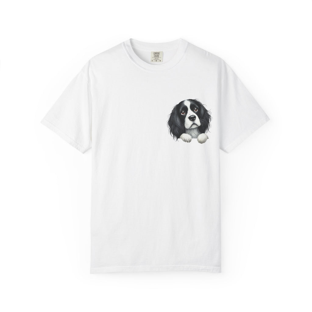 Peek-a-Border Spaniel T-Shirt — Cute Dog Face Tee for Dog Lovers