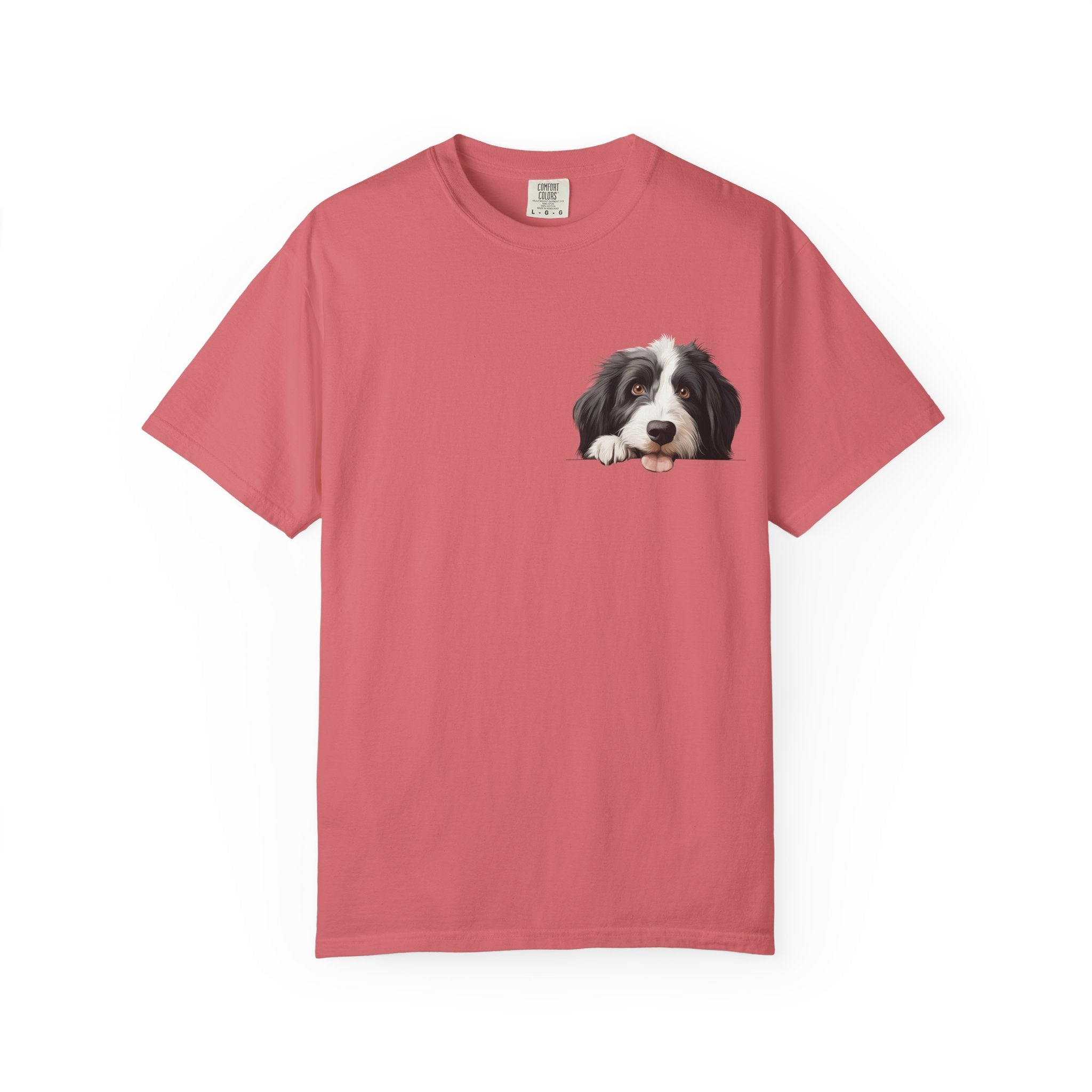Border Collie Peeking Face T-Shirt —  Adorable Cute Dog Eee is the Perfect Everyday Tee for Dog Moms, Pet Lovers, and Breed Enthusiasts
