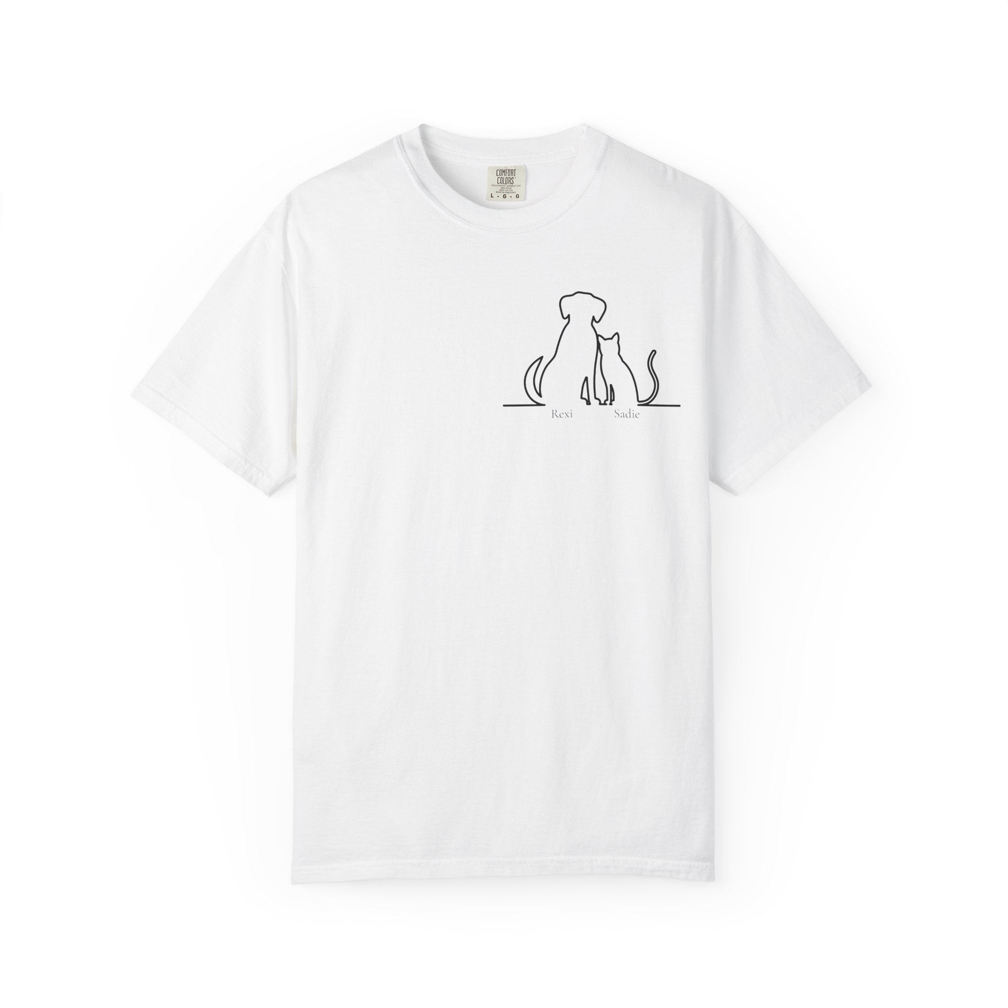 Dog & Cat Sunset**  Line Drawing T-Shirt — Minimalist Pet Lovers Tee